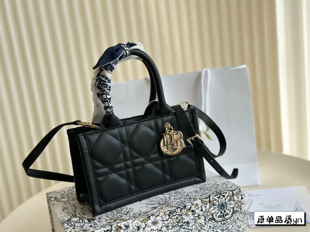 Dior Black Gold Tote Bag Leather