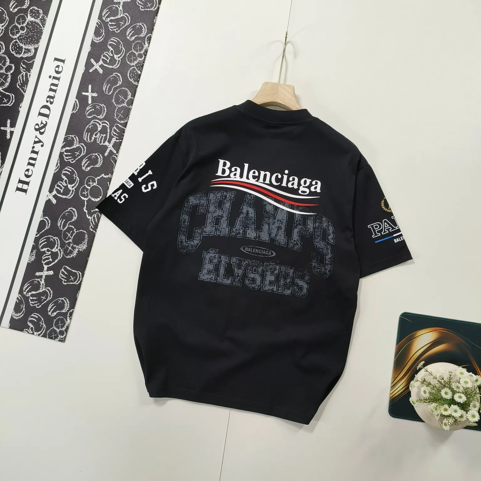 Balenciaga I Love Paris 印花圓領短袖T恤 黑色
