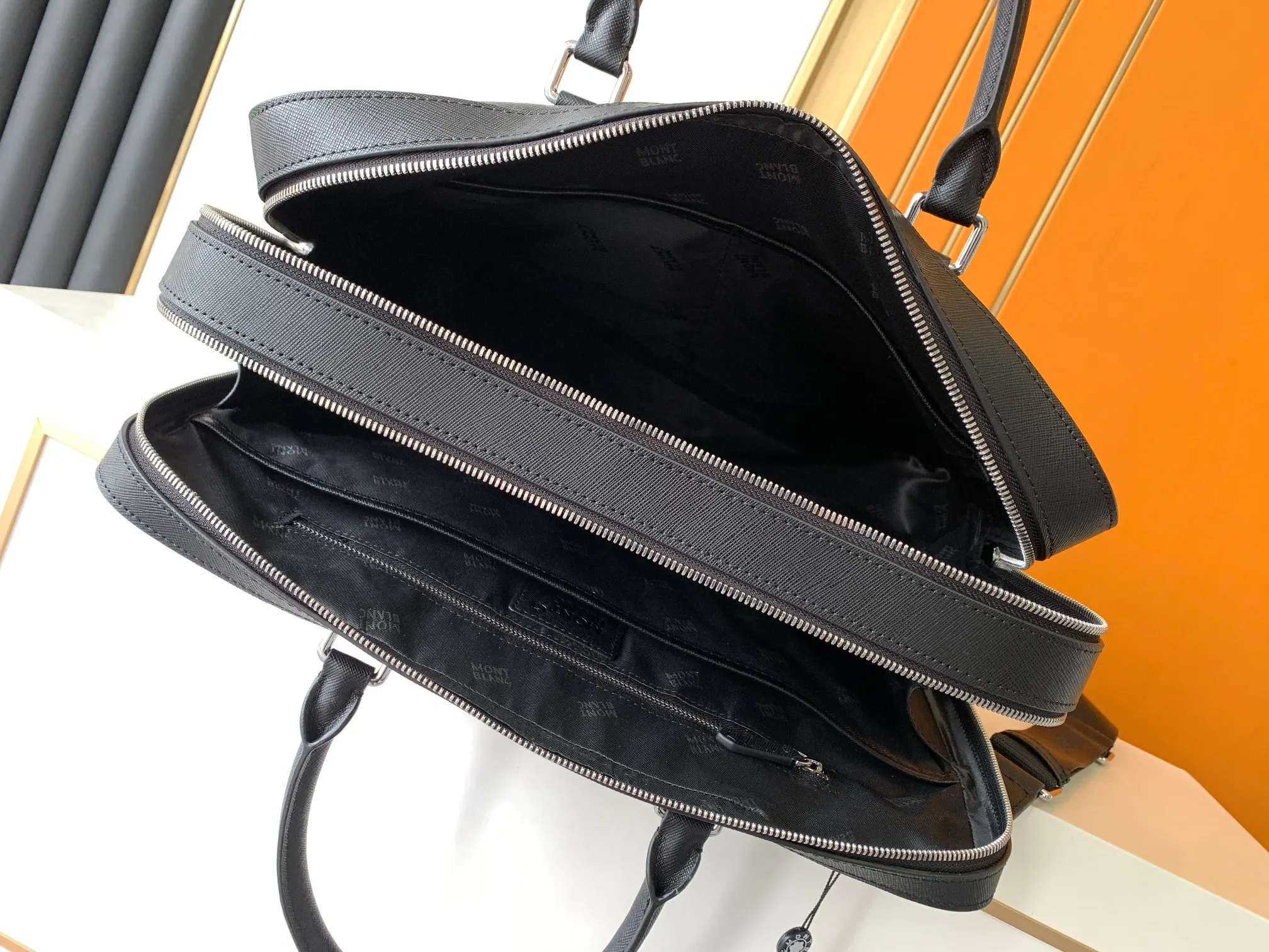 Black Briefcase Business Commuter Leather