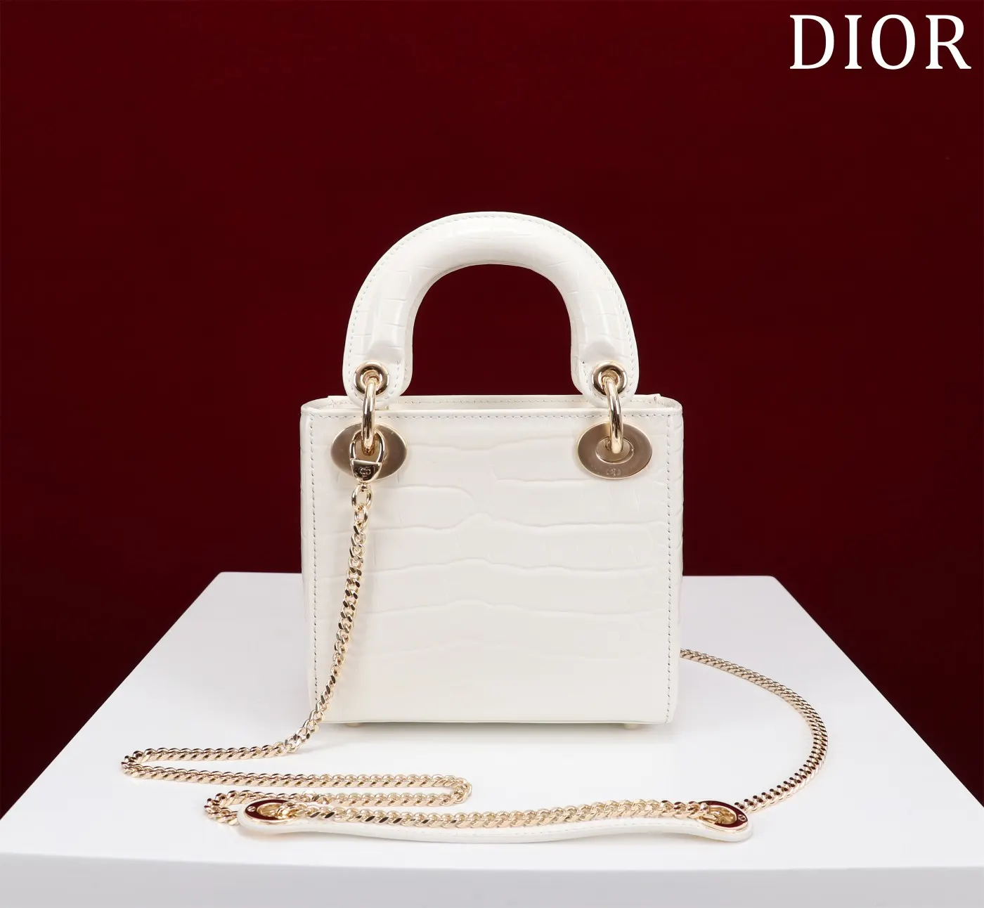 Dior Lady Dior 米白色藤格纹手提斜挎包 经典款