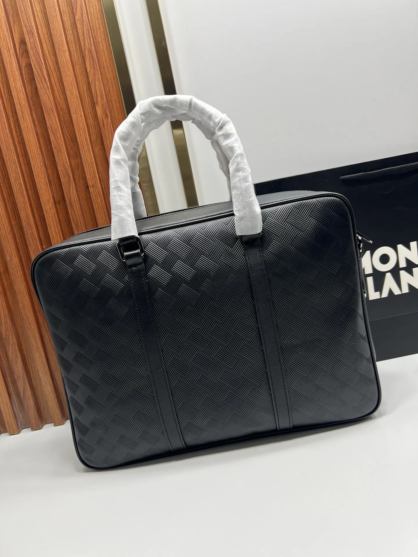 黑色 牛皮 MONTBLANC 万宝龙 公文包 商務通勤款