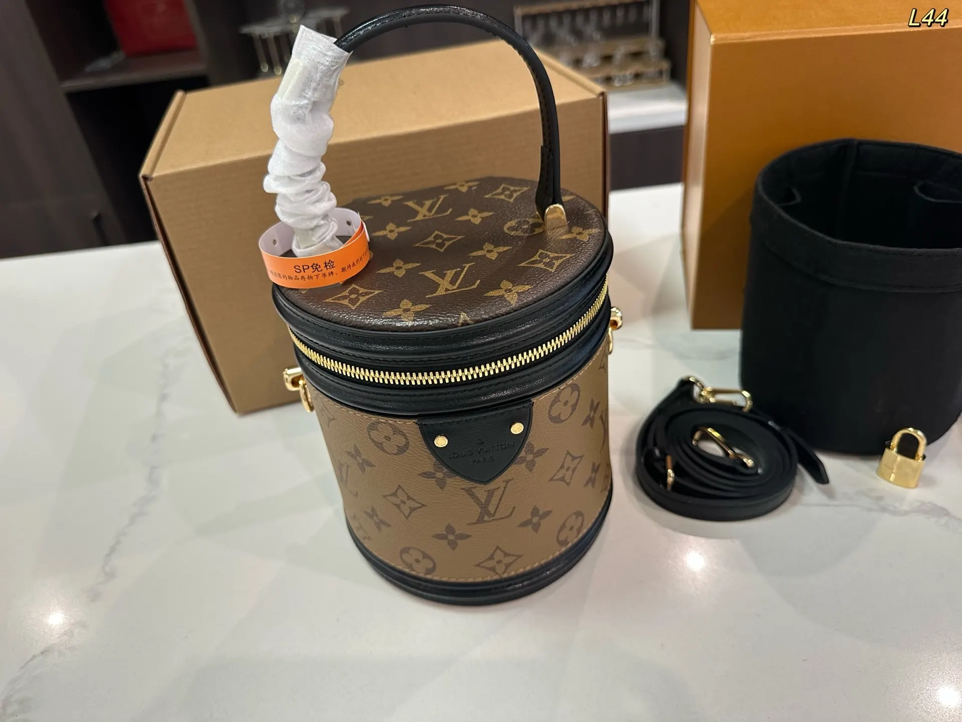 LV 老花 拼色 帆布 手提包 通勤手提款