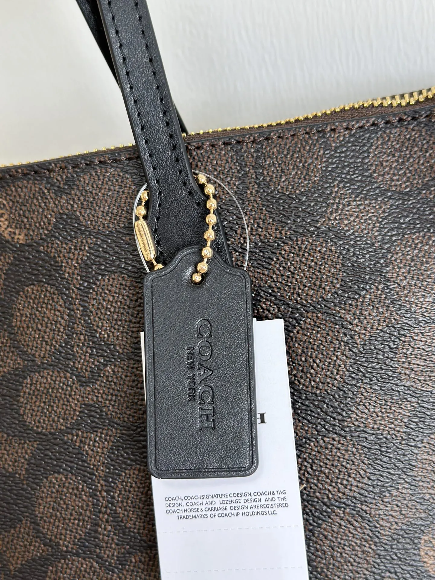 Coach 咖色 老花 牛皮 托特包 大容量托特款