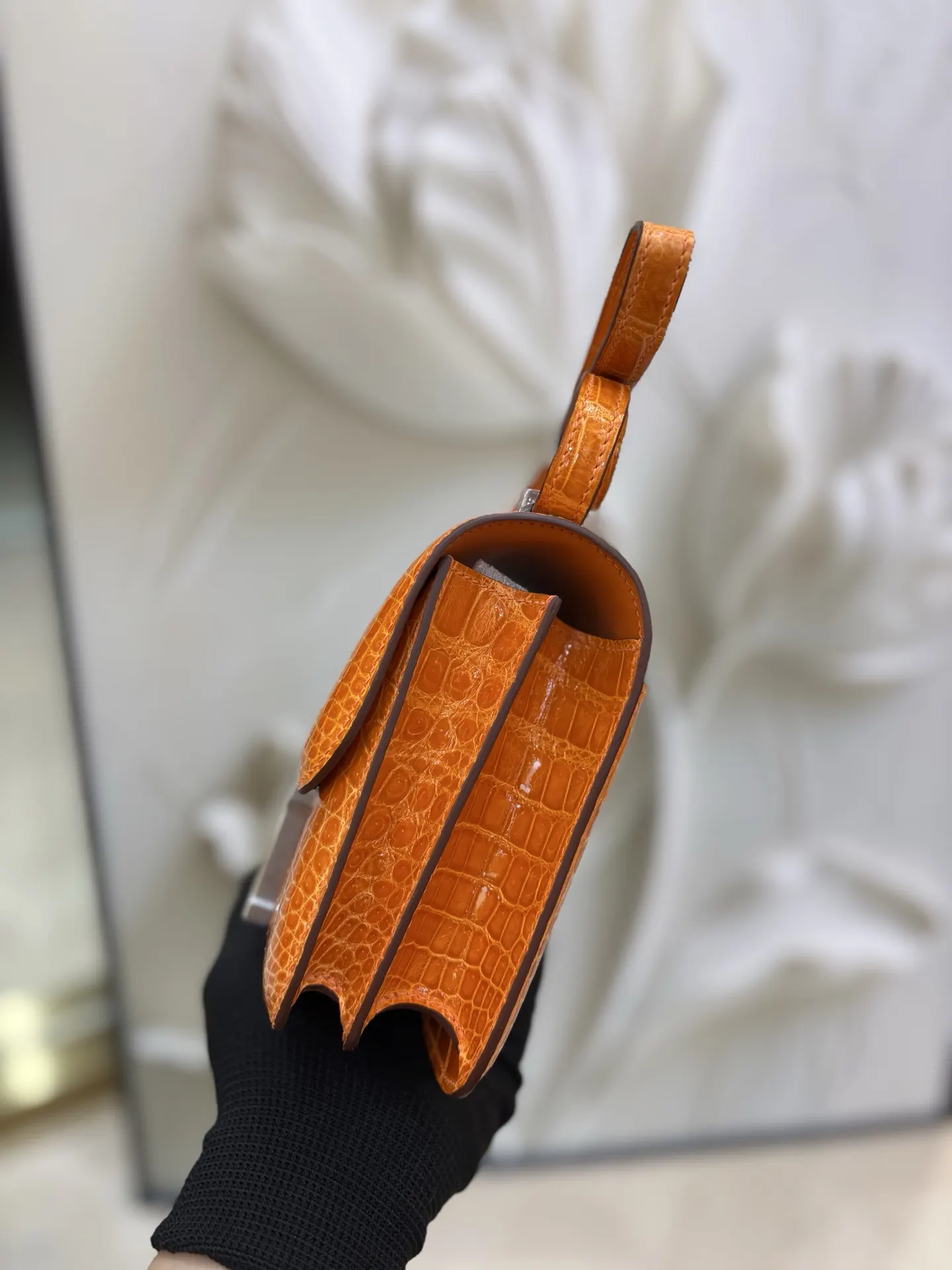 康康18cm elan镜子版 高光鳄鱼皮 蜡线手工缝制 细节出众 包袋 精选款