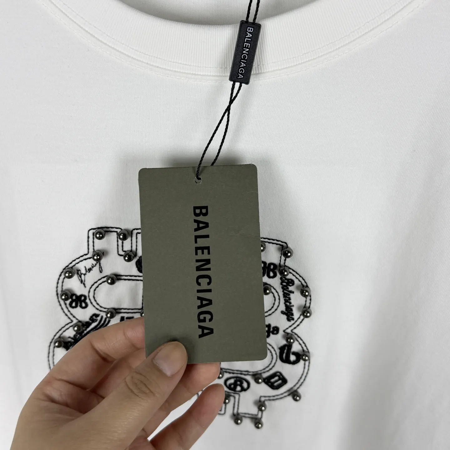 Balenciaga Black Cotton Logo Short Sleeve T-Shirt Street