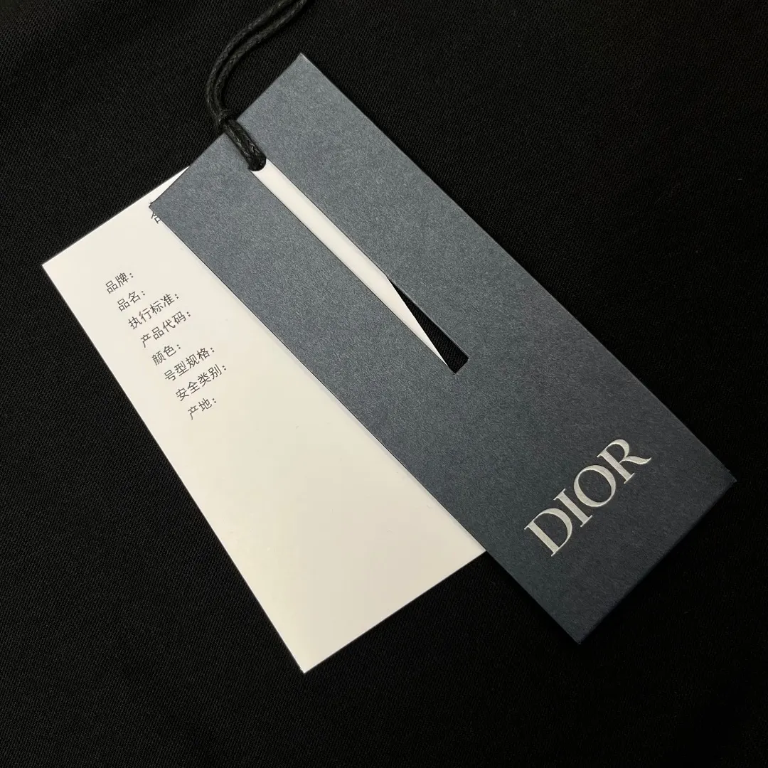 Dior 黑色圆领短袖T恤 绿色刺绣款