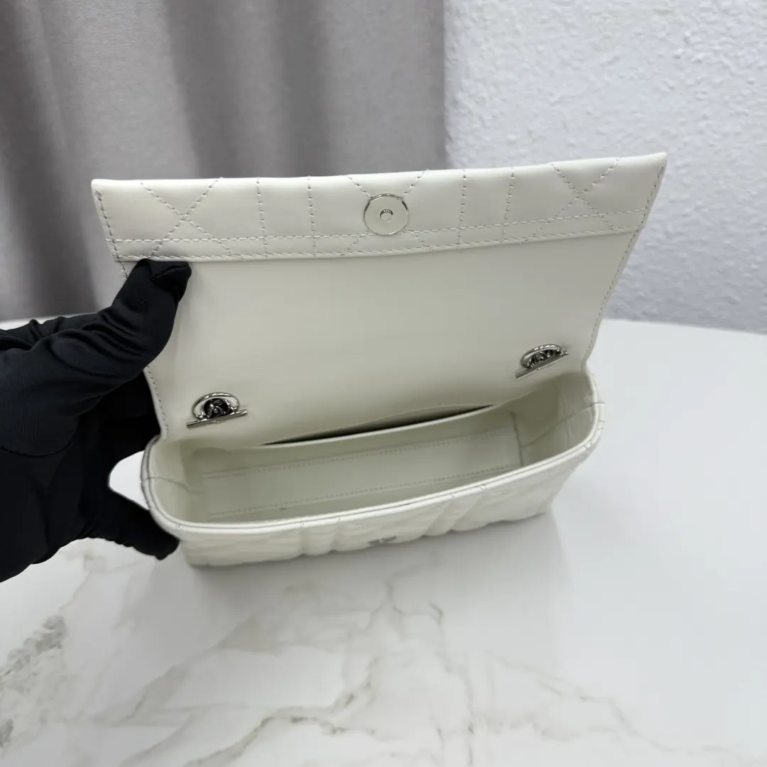 Dior Lady Dior 深蓝色羊皮手提斜挎包 金扣款