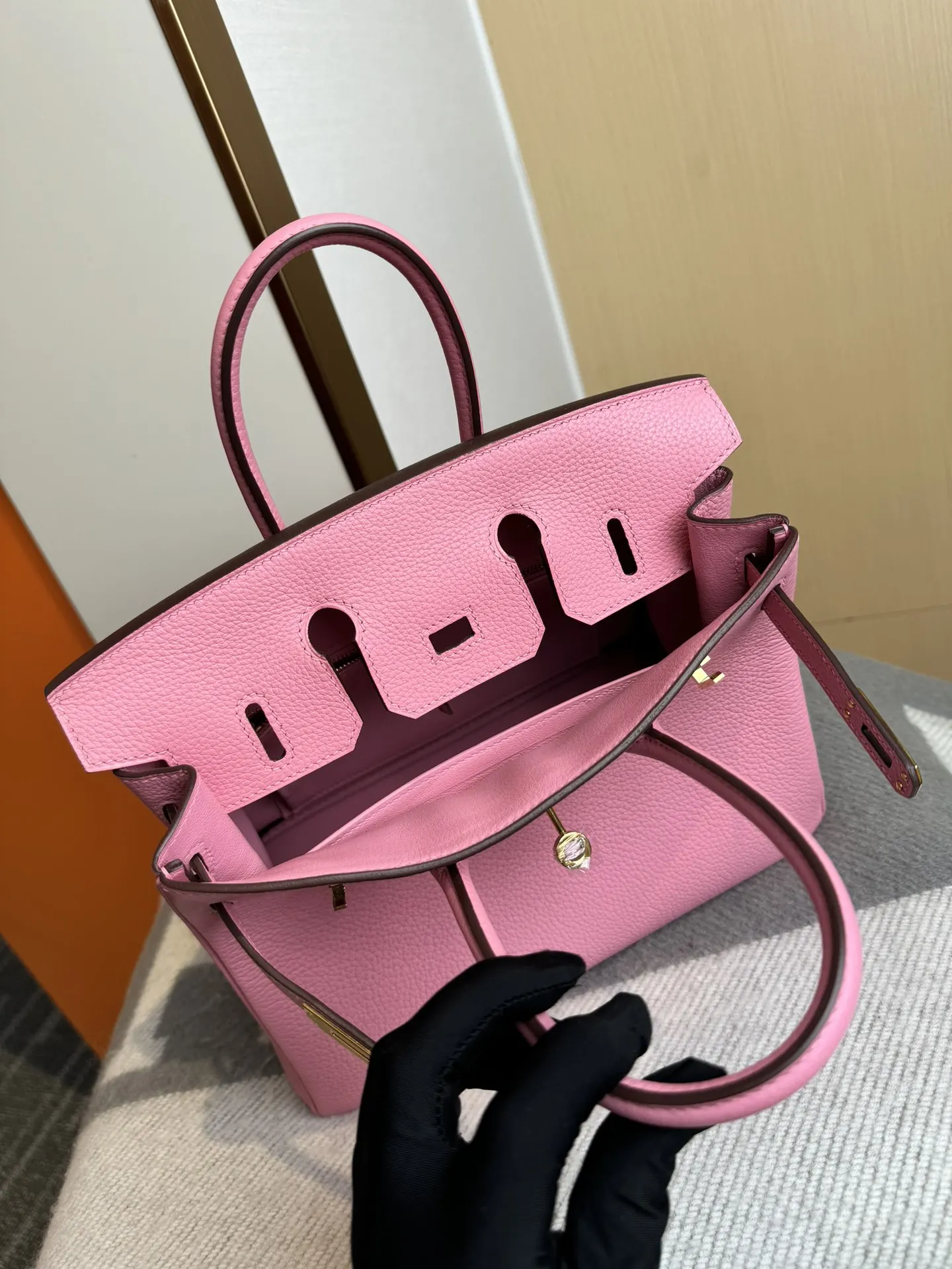 Birkin 铂金 进口Togo皮 樱花粉 金扣 手提包 通勤手提款