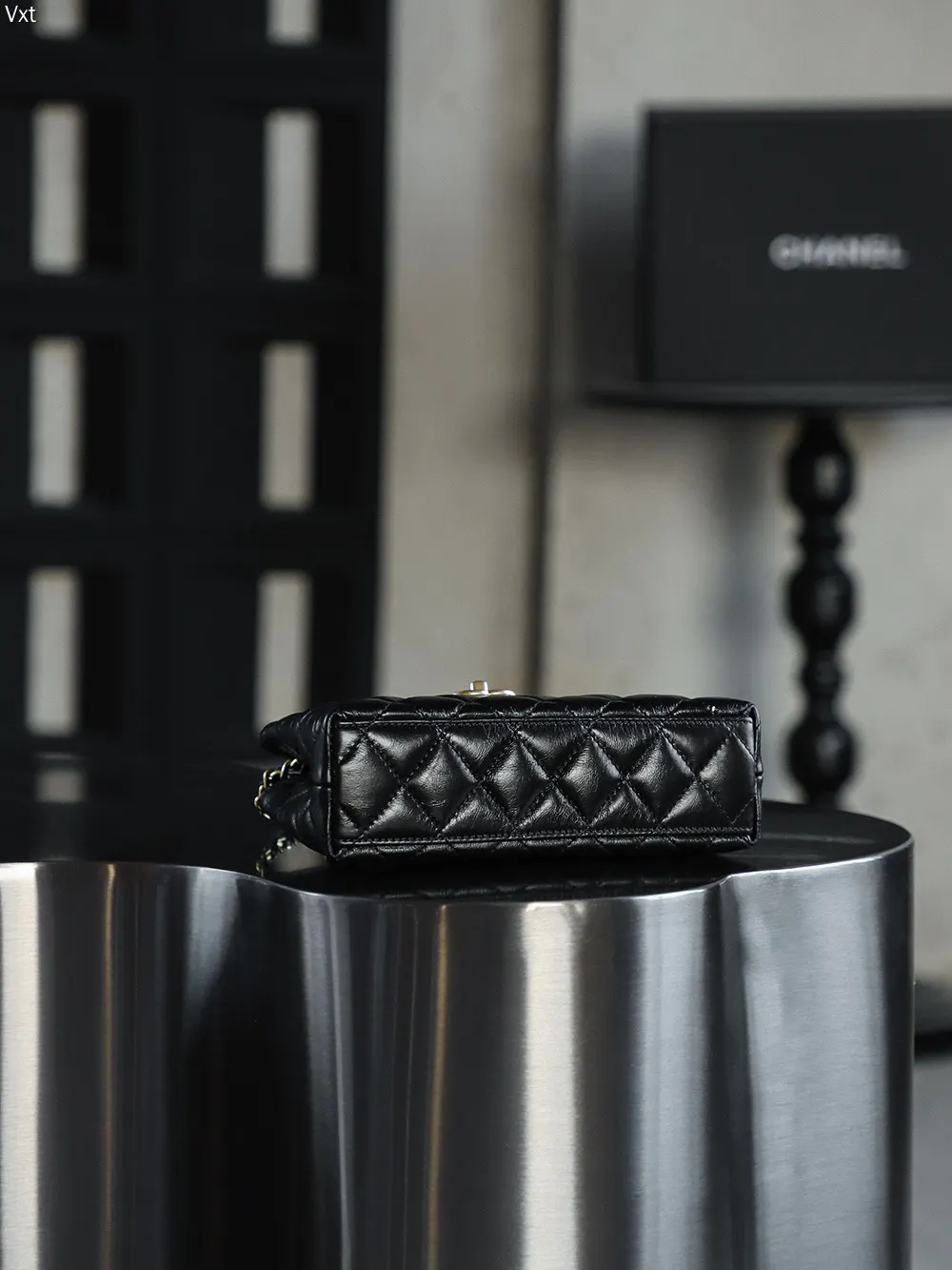 Chanel Black Top Handle Bag Commuter