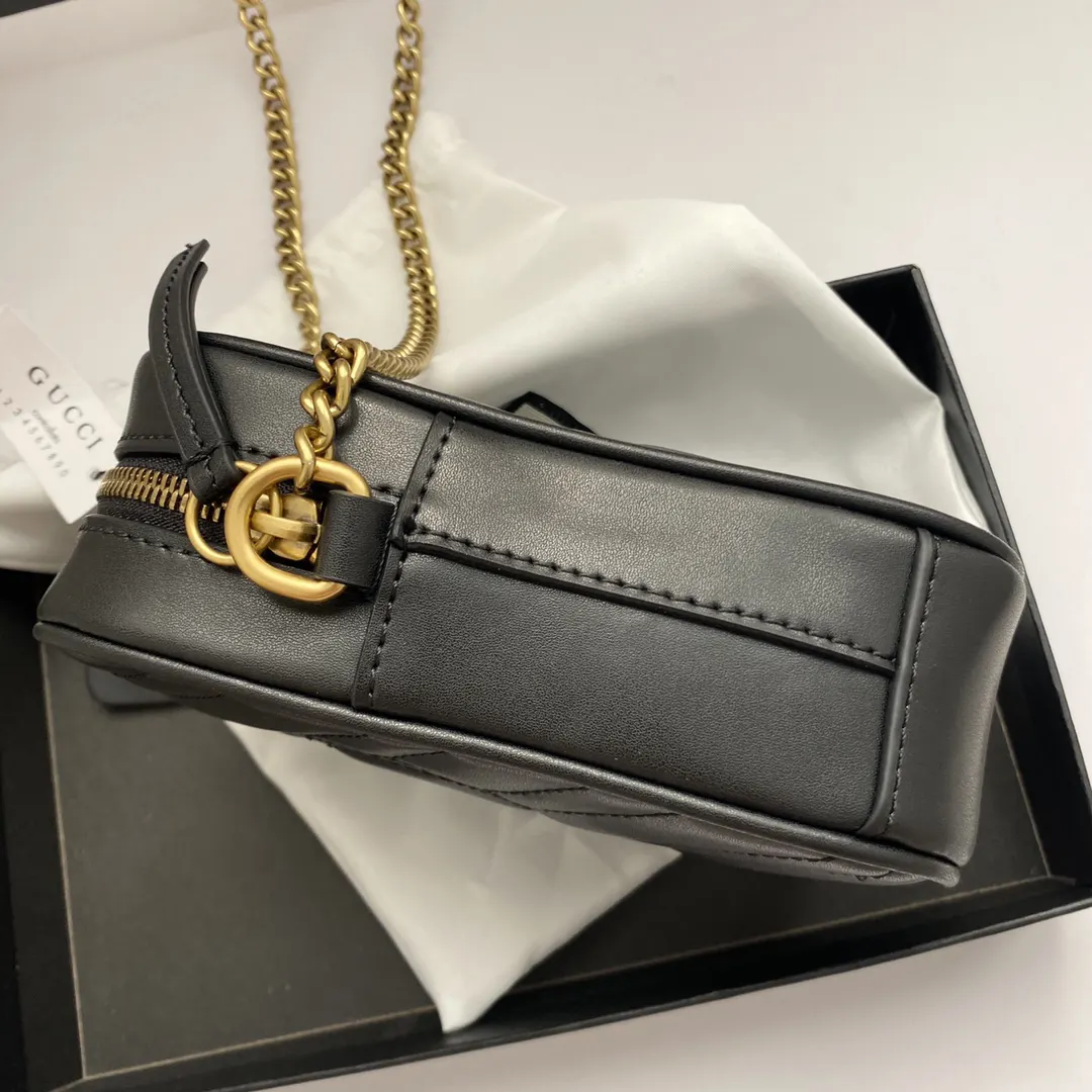 Gucci Marmont 絎縫皮革鏈條包 單肩斜挎