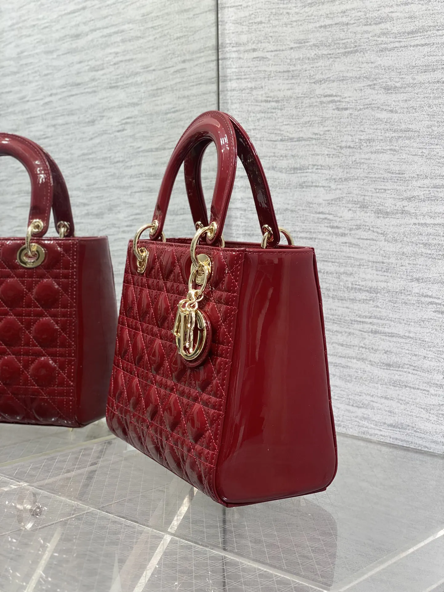 Dior Lady Dior Lady 酒紅色手提斜挎包 鳄纹