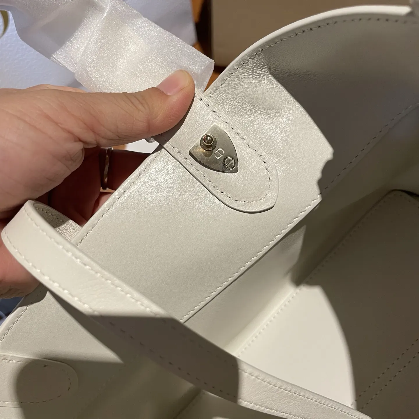 Dior White Bucket Bag Casual Leather