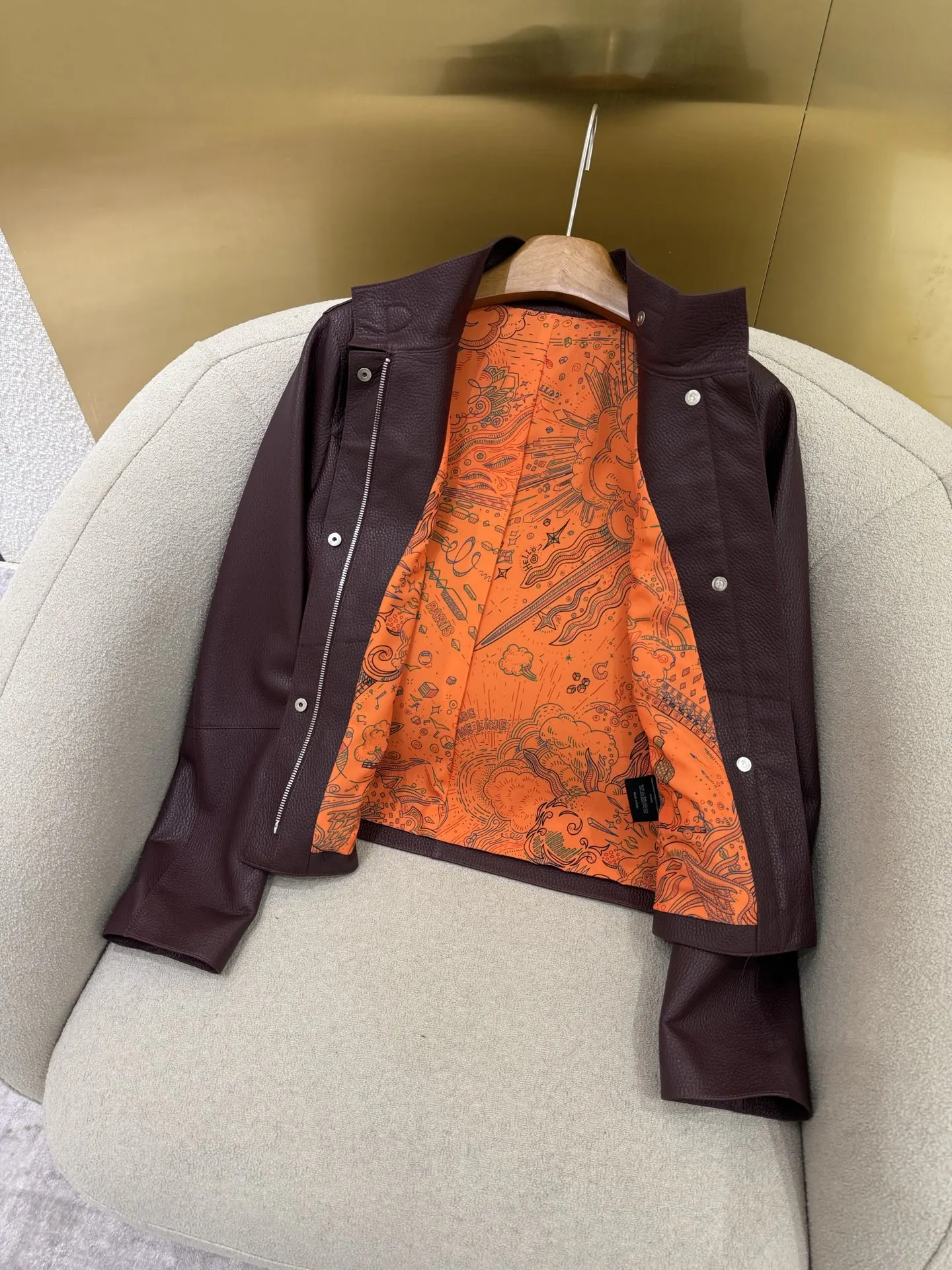 Hermès 棕色 皮革 夹克