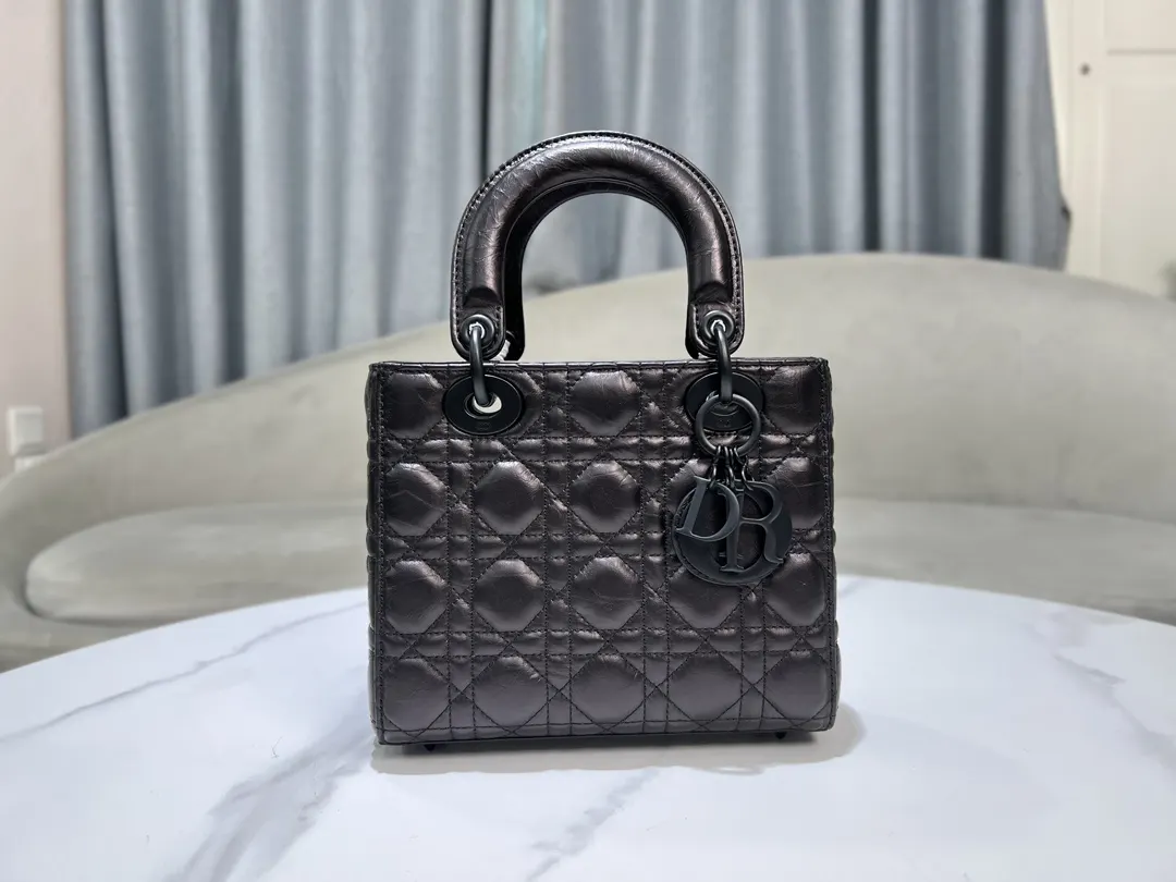 Dior 黑色 进口 油蜡皮戴妃包 四格 油蜡皮戴妃 收納包 旅行收納款