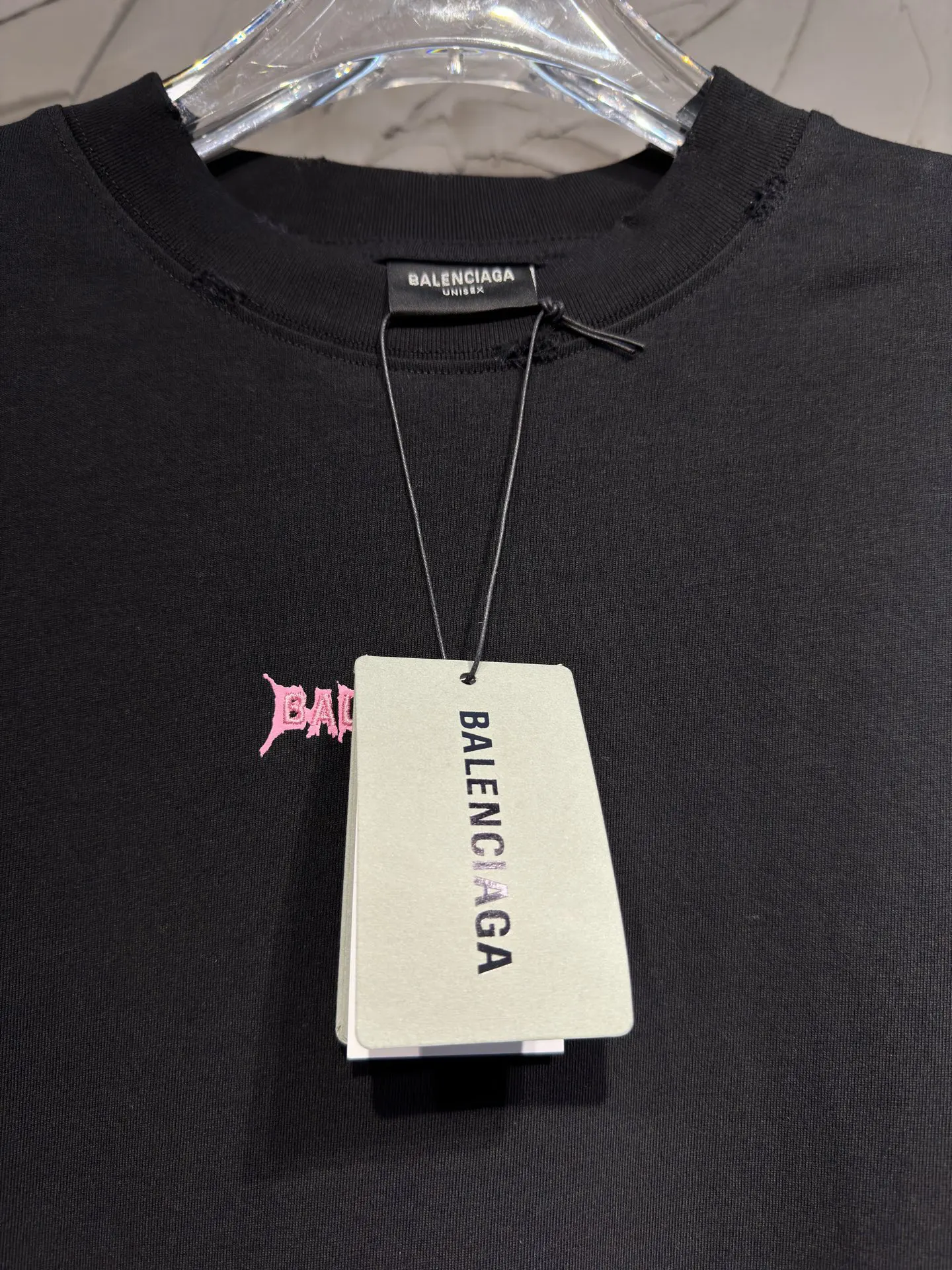 Balenciaga 26SS 粉色 Logo 字母 短袖T恤