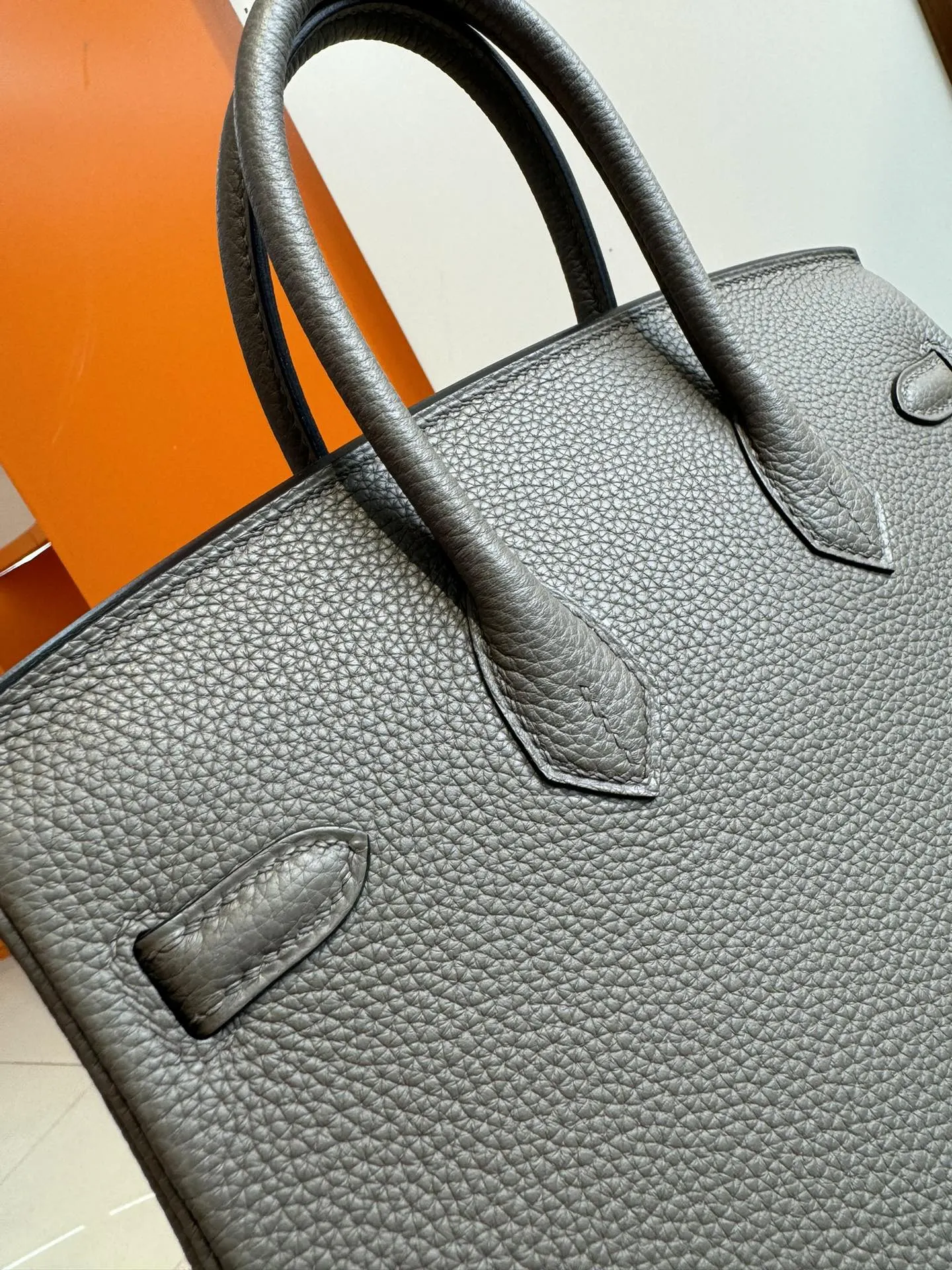 Birkin 铂金 进口Togo皮 锡器灰 銀扣 手提包 通勤手提款