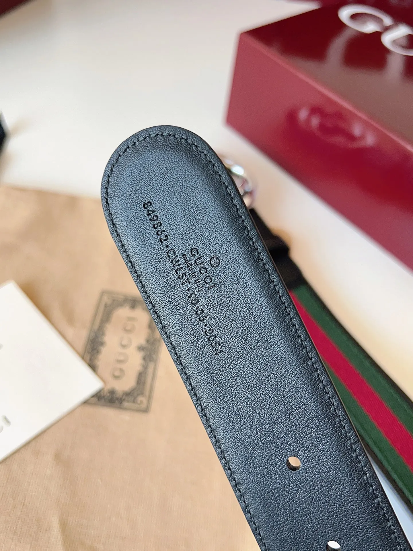 Gucci 雙G扣牛皮腰帶 黑色