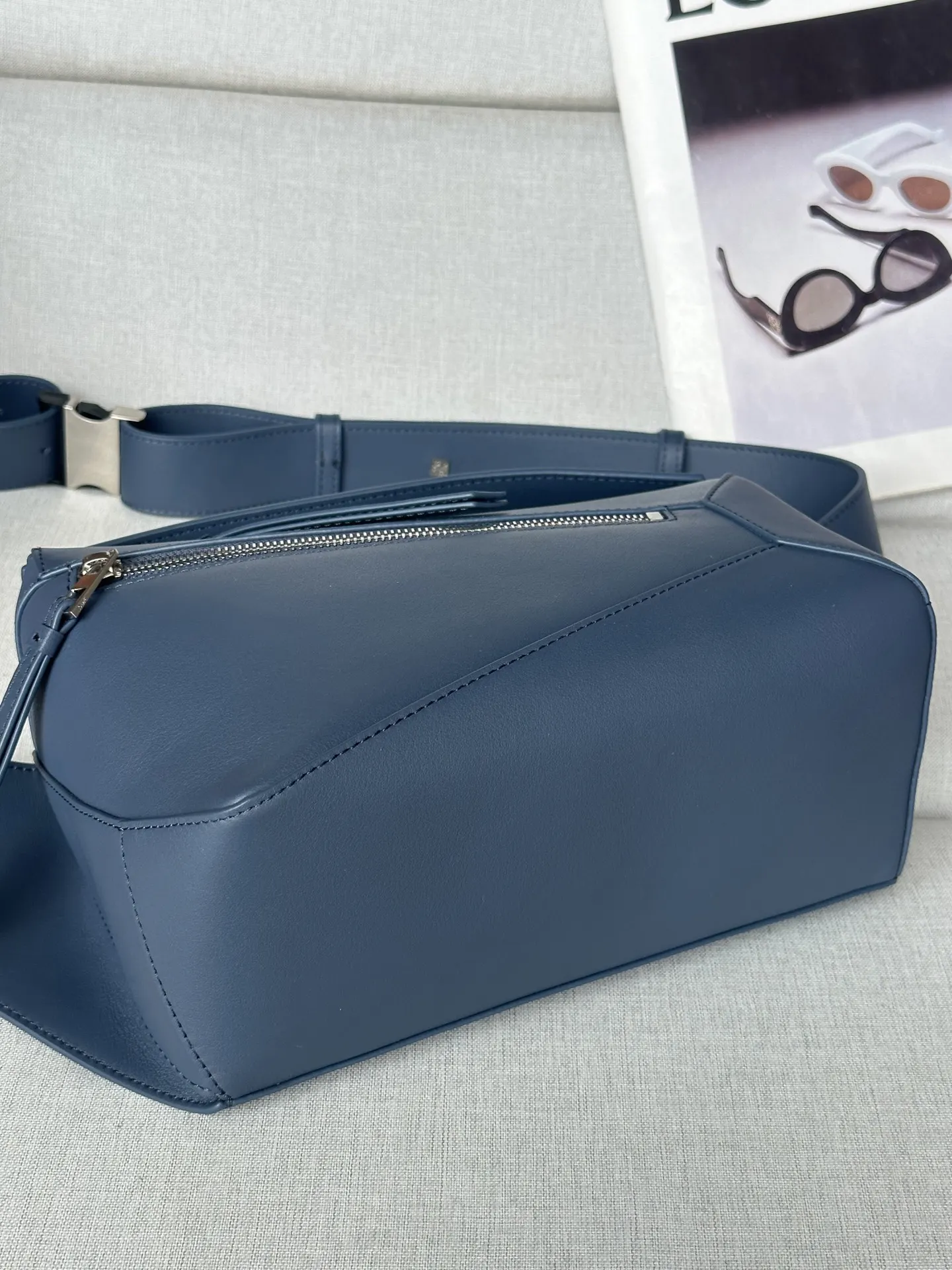 Blue Belt Bag Casual Leather