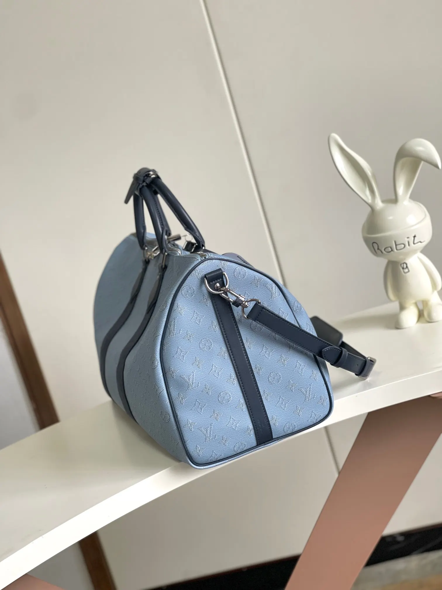 Keepall 藍色 牛皮 旅行袋 大容量旅行款