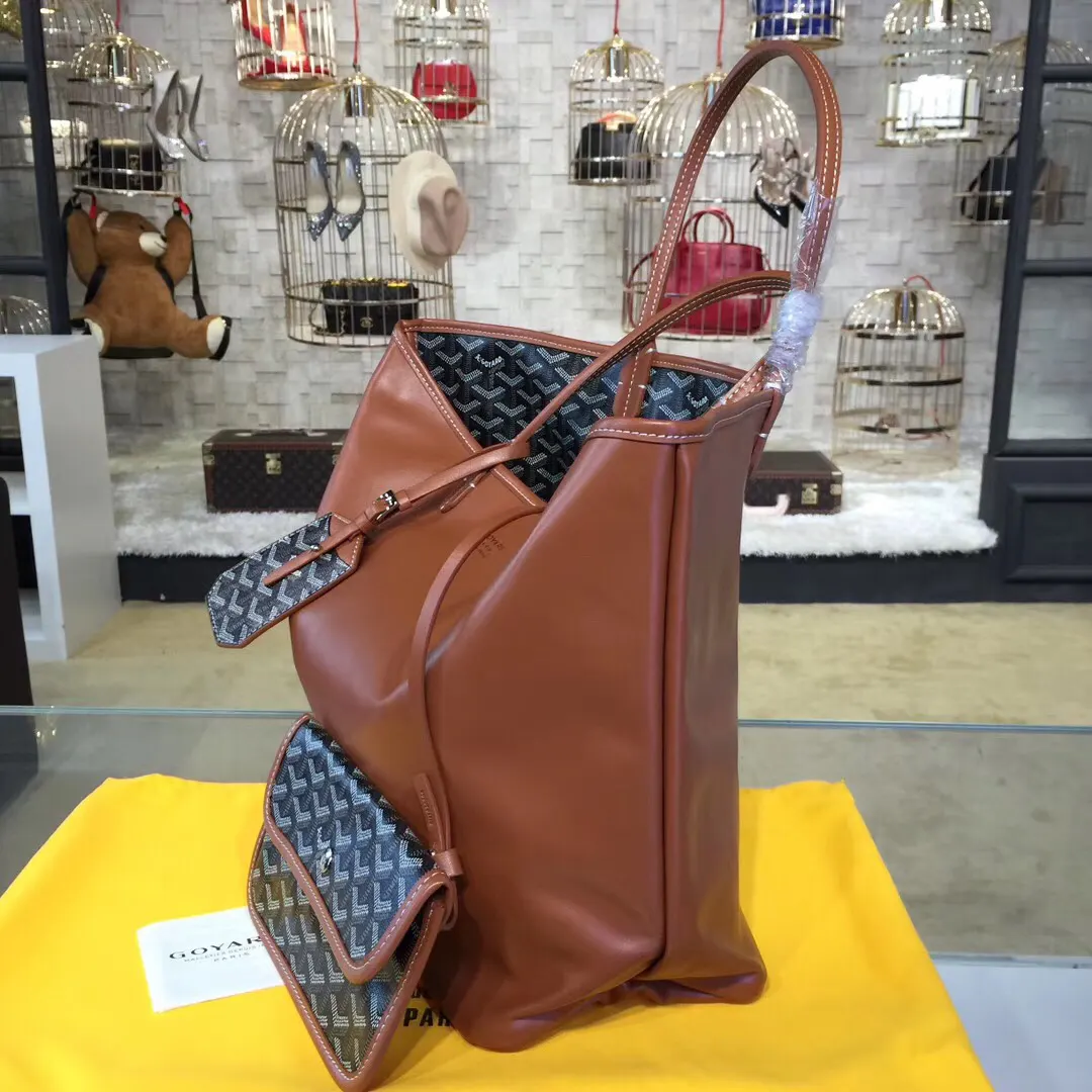 Goyard 戈雅 双面可用 充满法式优雅 订制Y字母涂鸦料 皮轻 托特包 大容量托特款