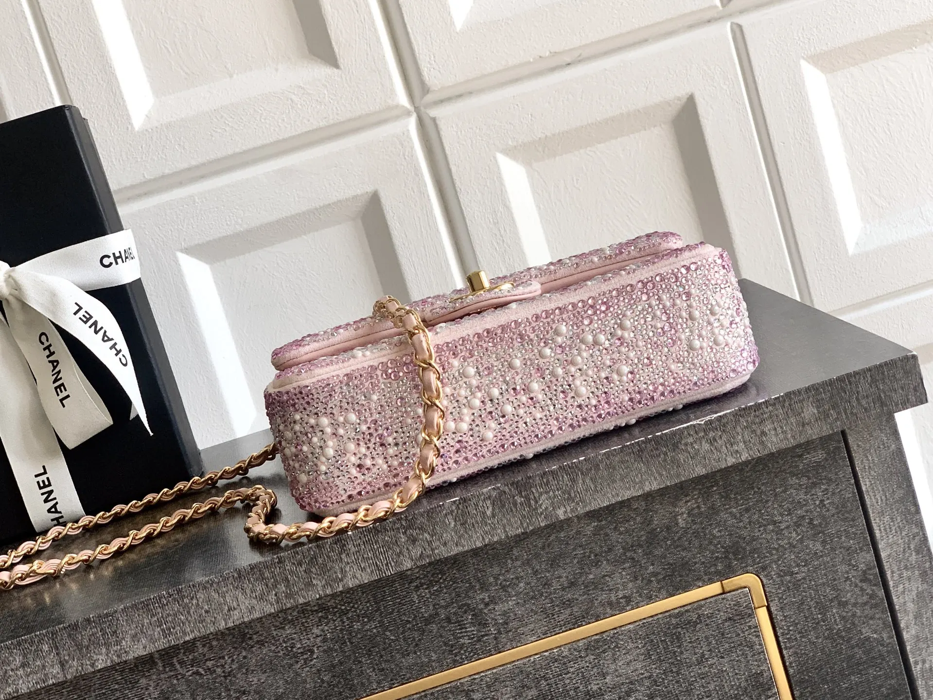 Pink Silver Chain Bag