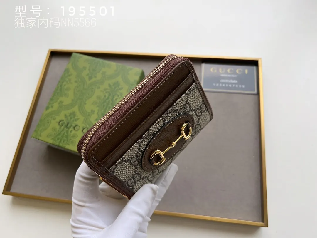 Gucci 棕色 皮革 錢包