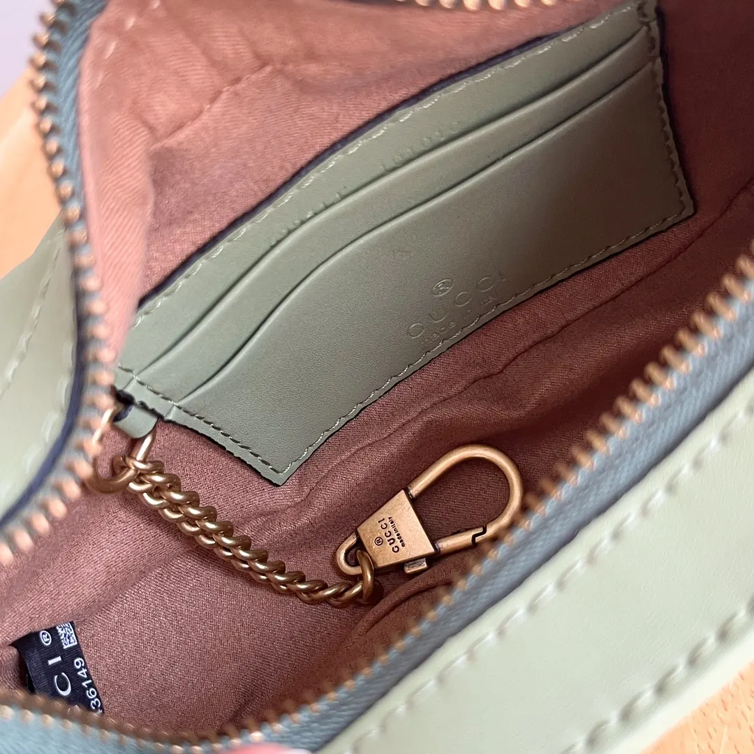 Gucci Marmont 綠色 菱格絎縫 腋下包