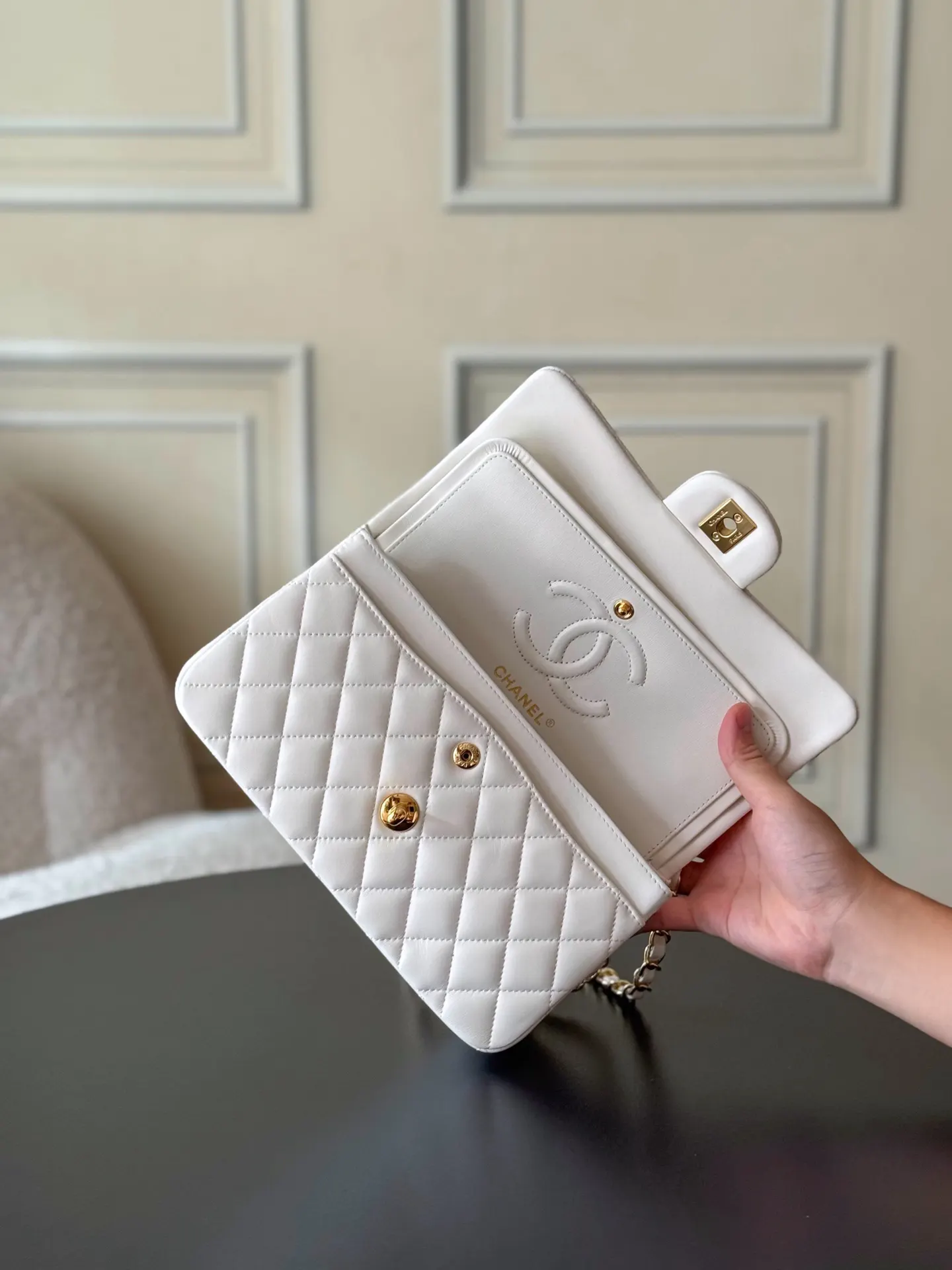 Chanel Mini White Leather Quilted Chain Bag Image 7 Chanel Mini White Leather Quilted Chain Bag Image 7