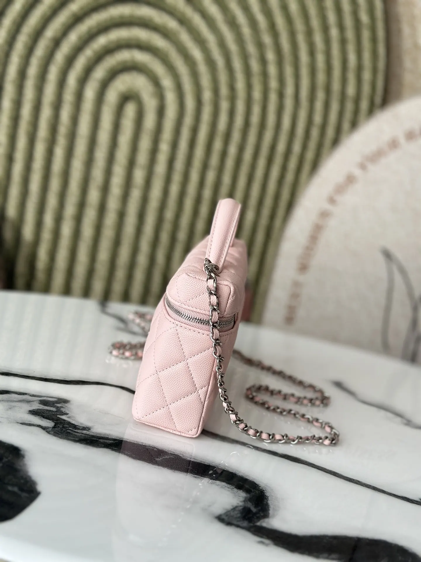 Pink Cosmetic Pouch Leather