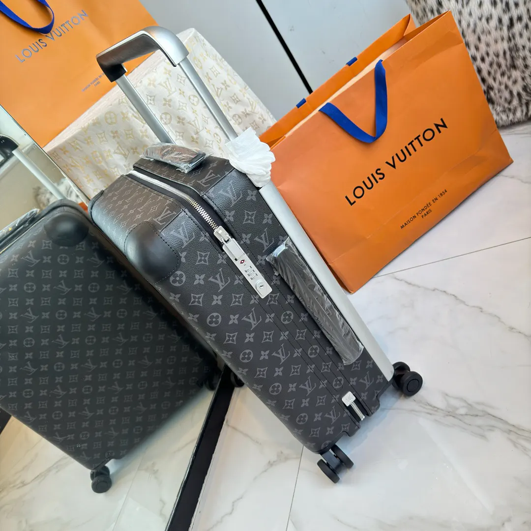 LV 黑色 老花 帆布 ｜ 版 登机行李箱 四轮 旅行拉杆款 輕便出行款