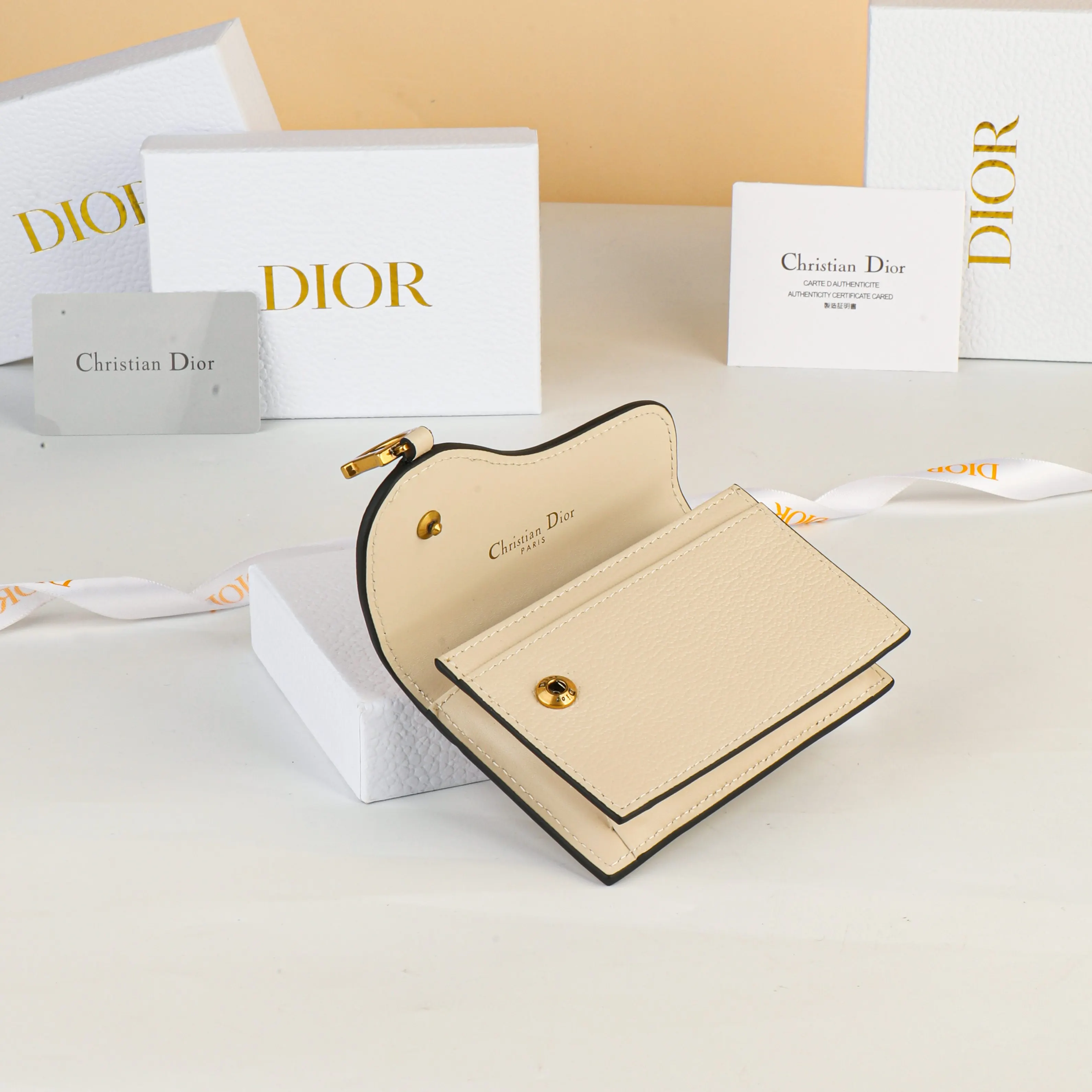 Dior Saddle 米色 皮革 钱包