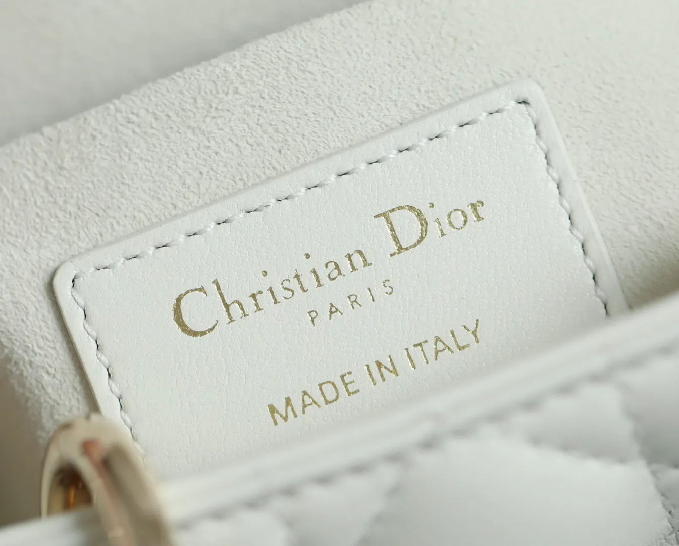 Dior Lady Dior Small White Leather Handbag