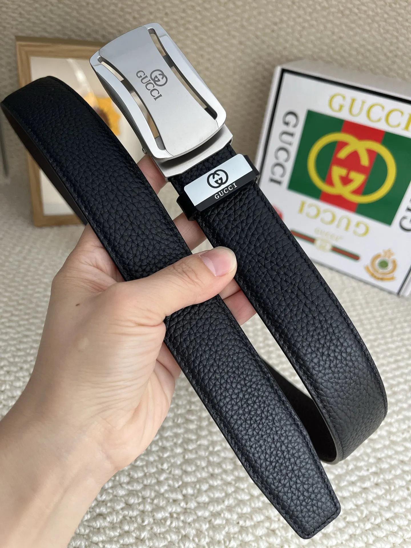 Gucci Double G 雙G扣牛皮腰帶