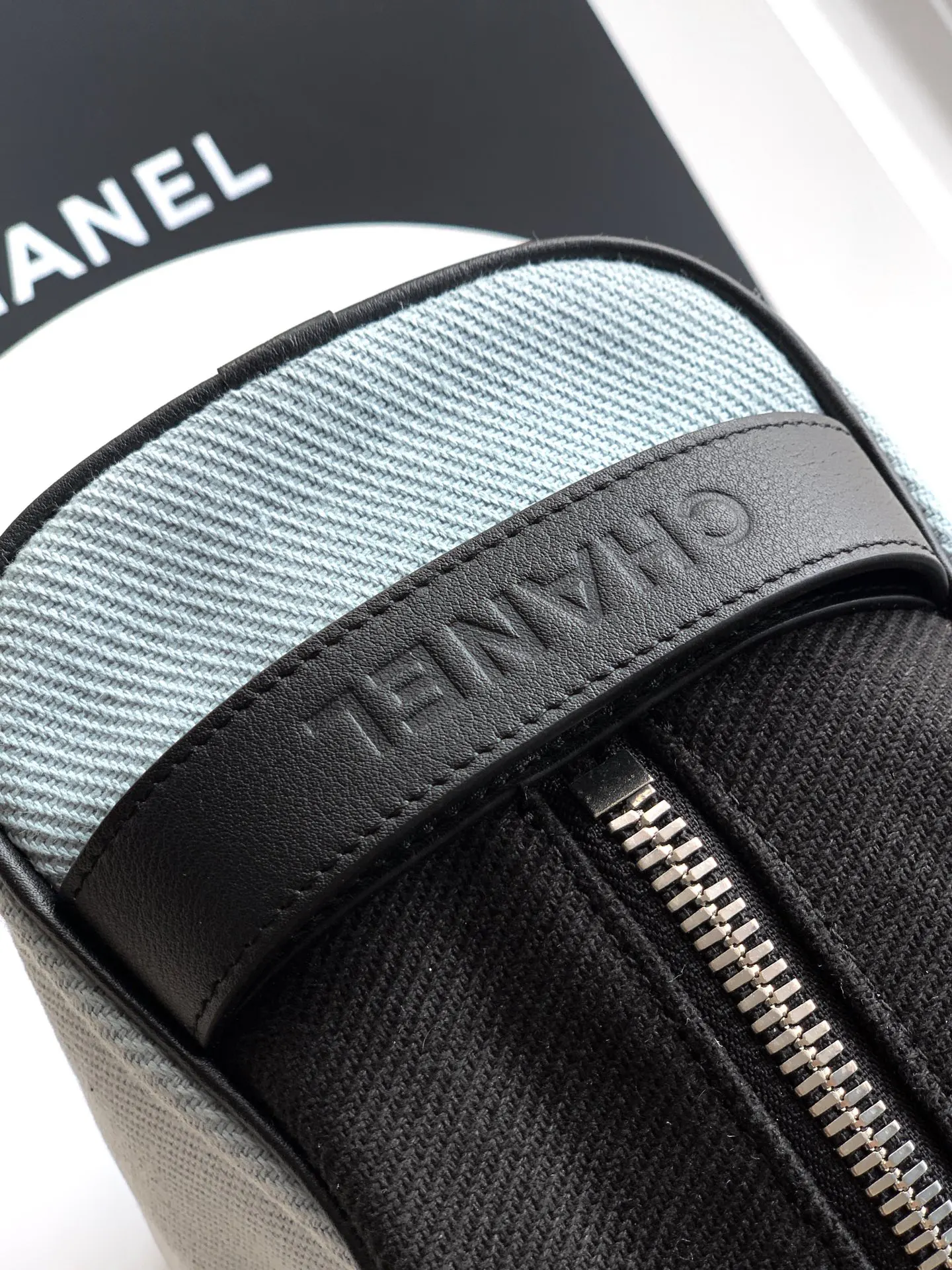 CHANEL 黑色 蓝色 帆布 腋下包 复古腋下背款