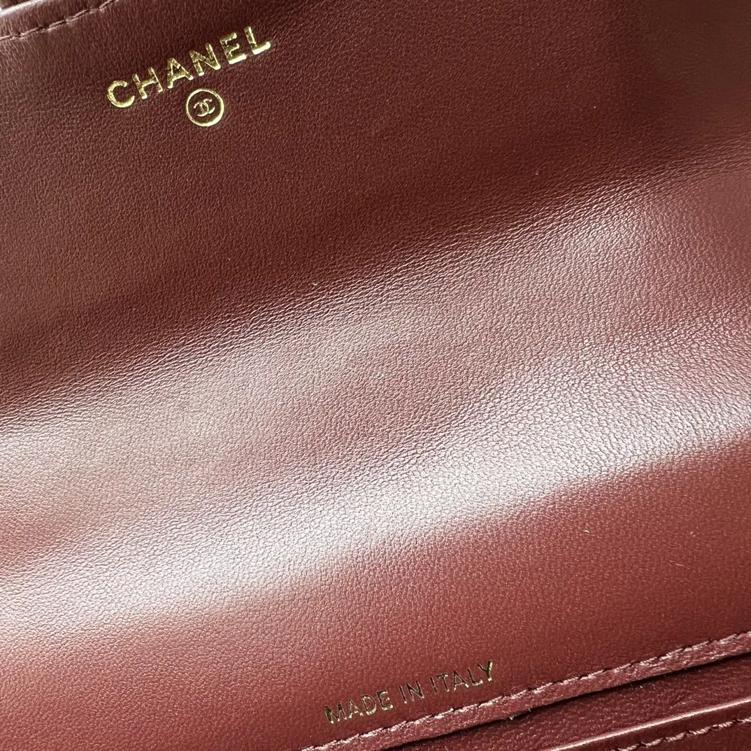 CHANEL 粉色荔枝纹牛皮翻盖链条包 金扣款