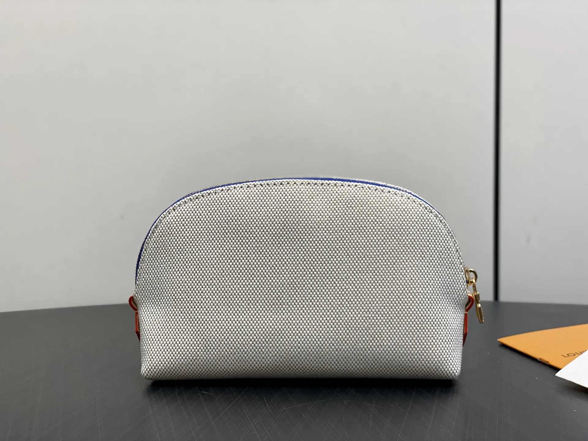 Red Blue Cosmetic Pouch Leather