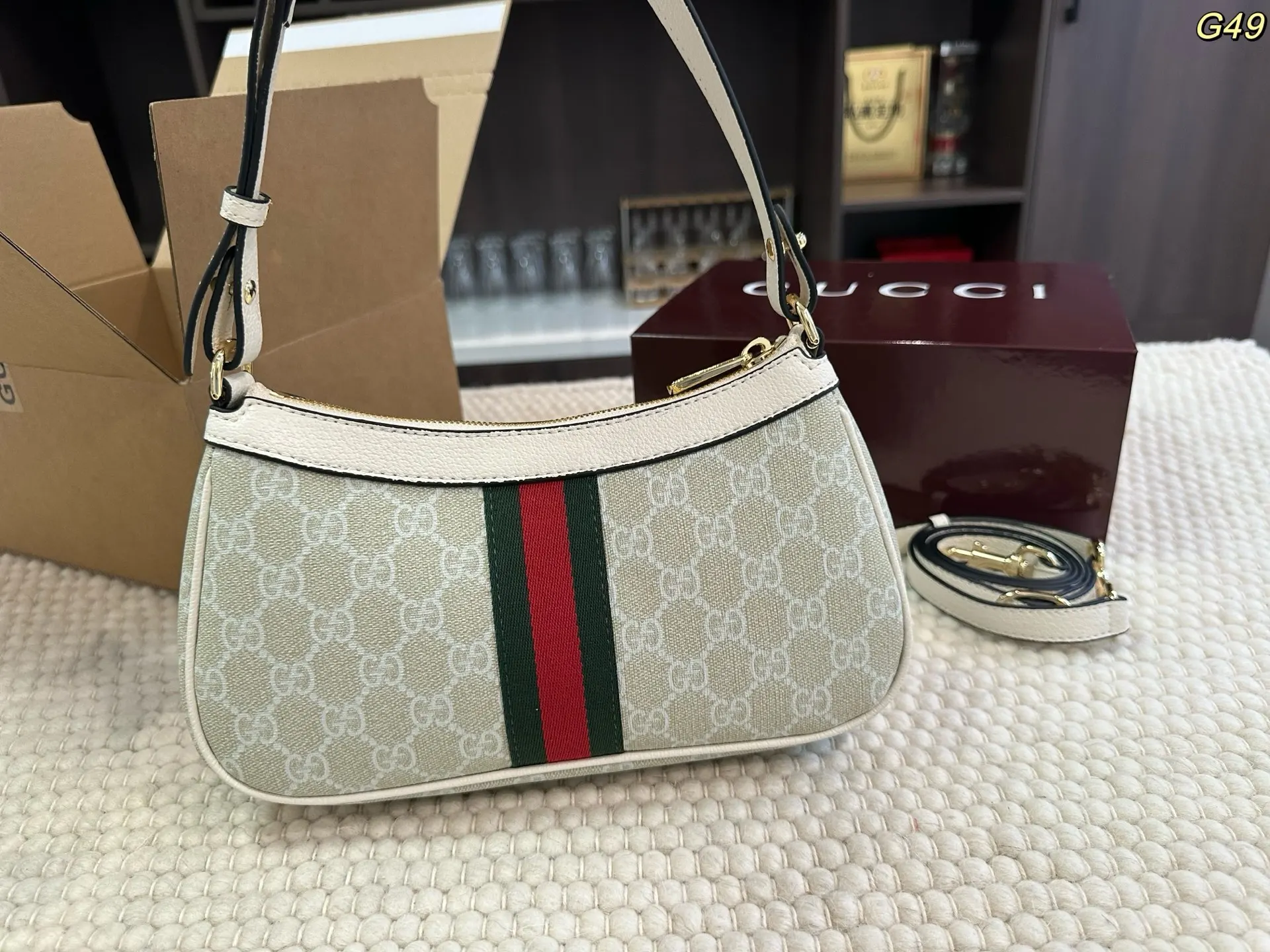 Gucci Monogram Hobo Shoulder Bag Vintage