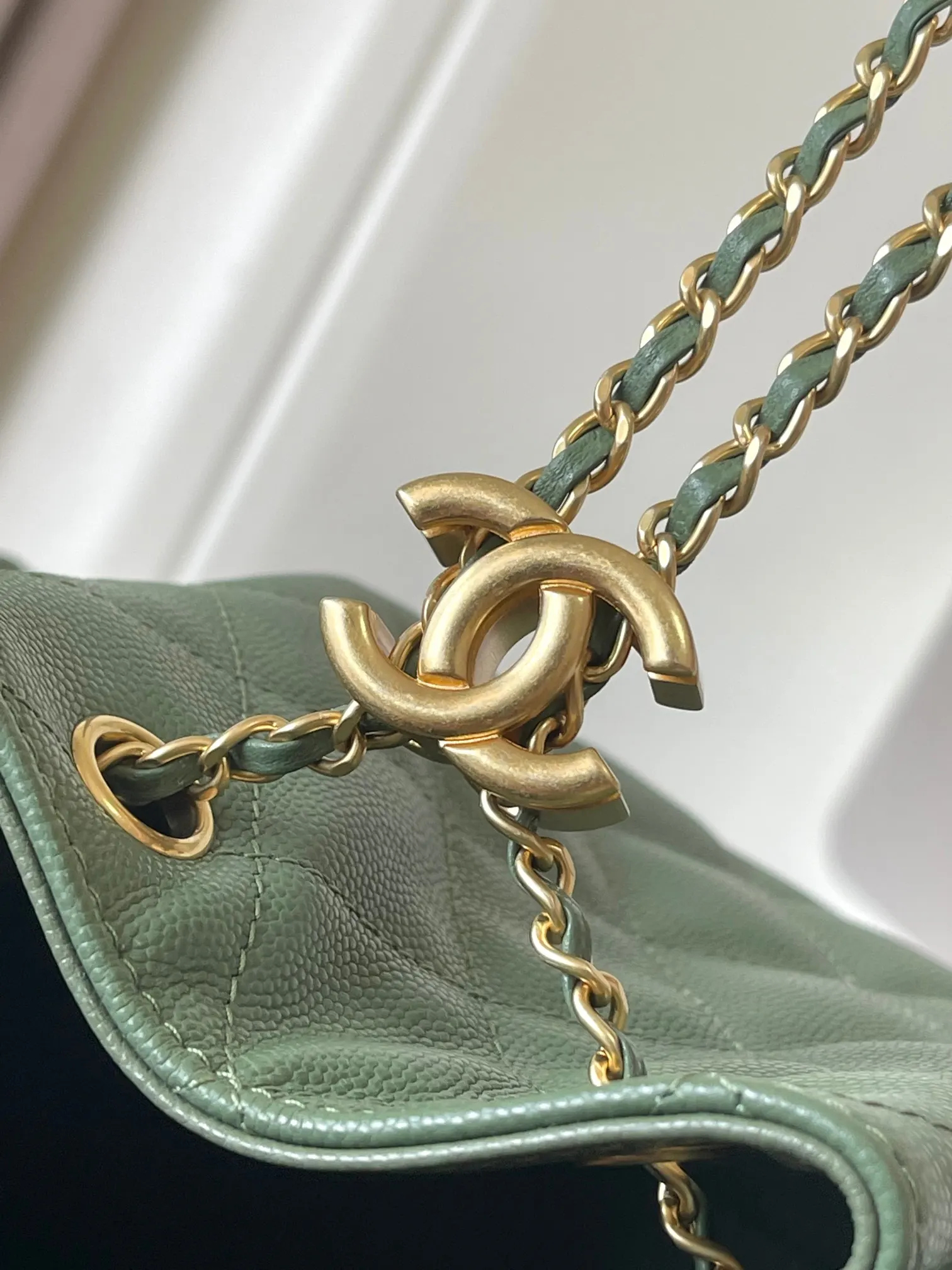Chanel 绿色 皮革 腋下包