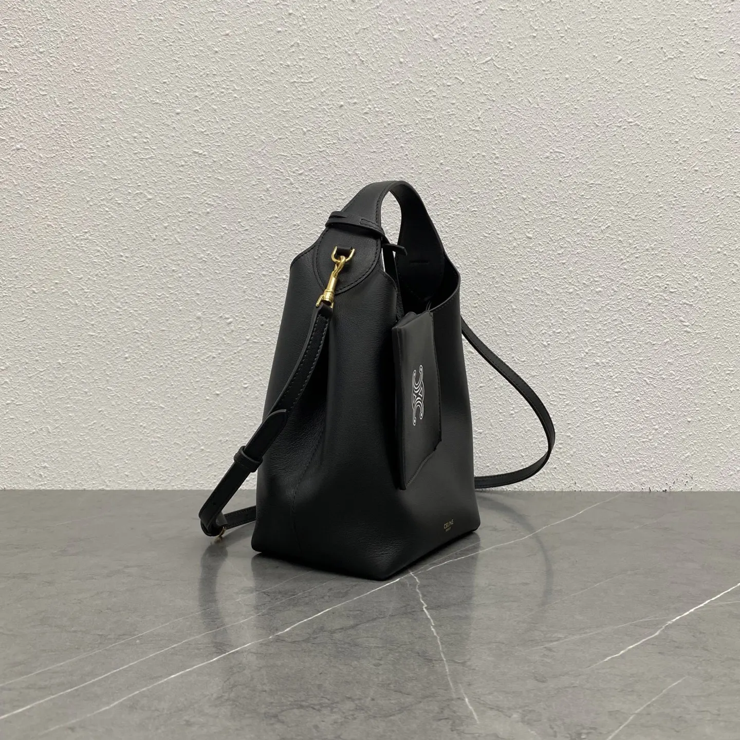 Black Hobo Shoulder Bag Vintage Leather