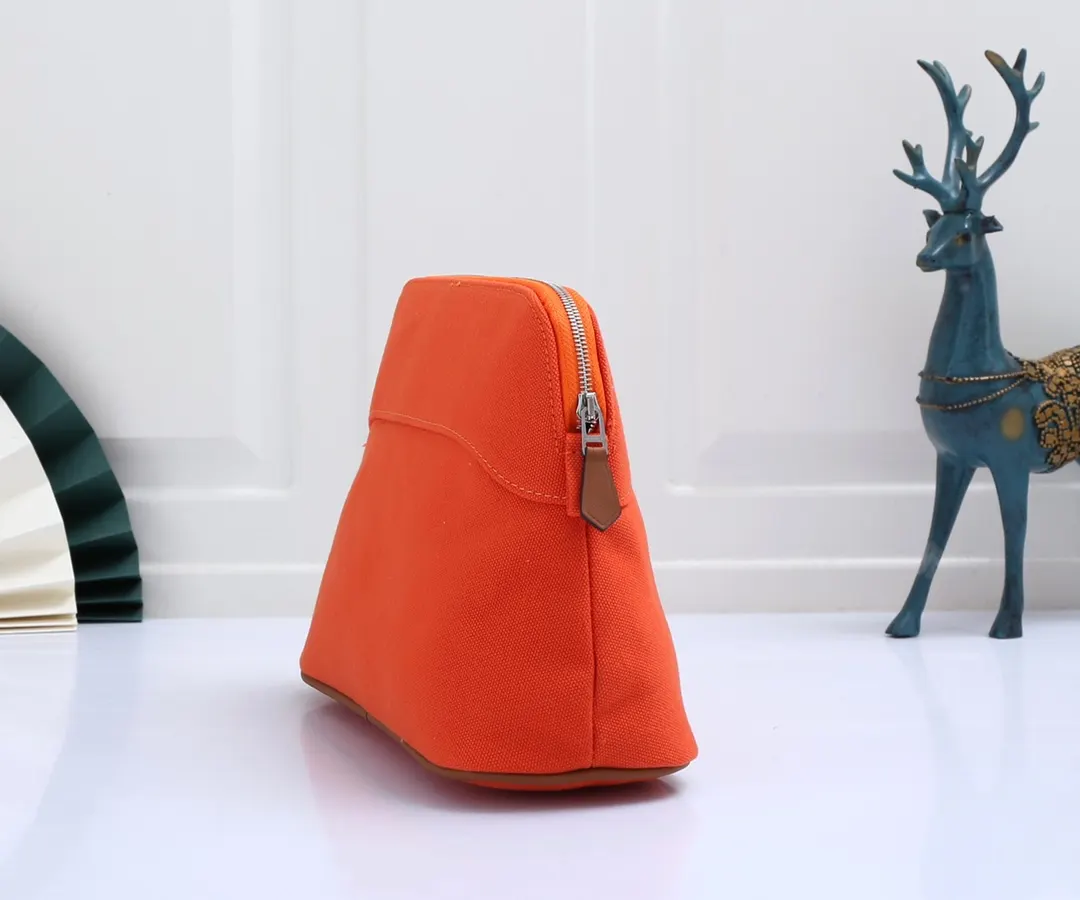 Hermès 帆布拼皮 化妆包