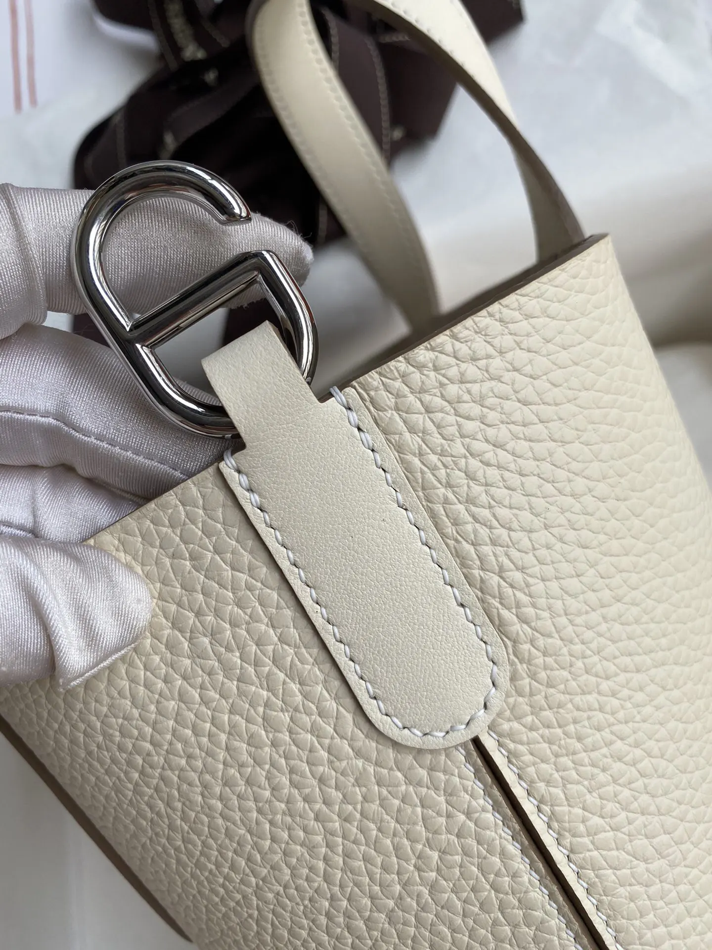 Hermès Picotin 奶昔白 Swift小牛皮 水桶包 18cm