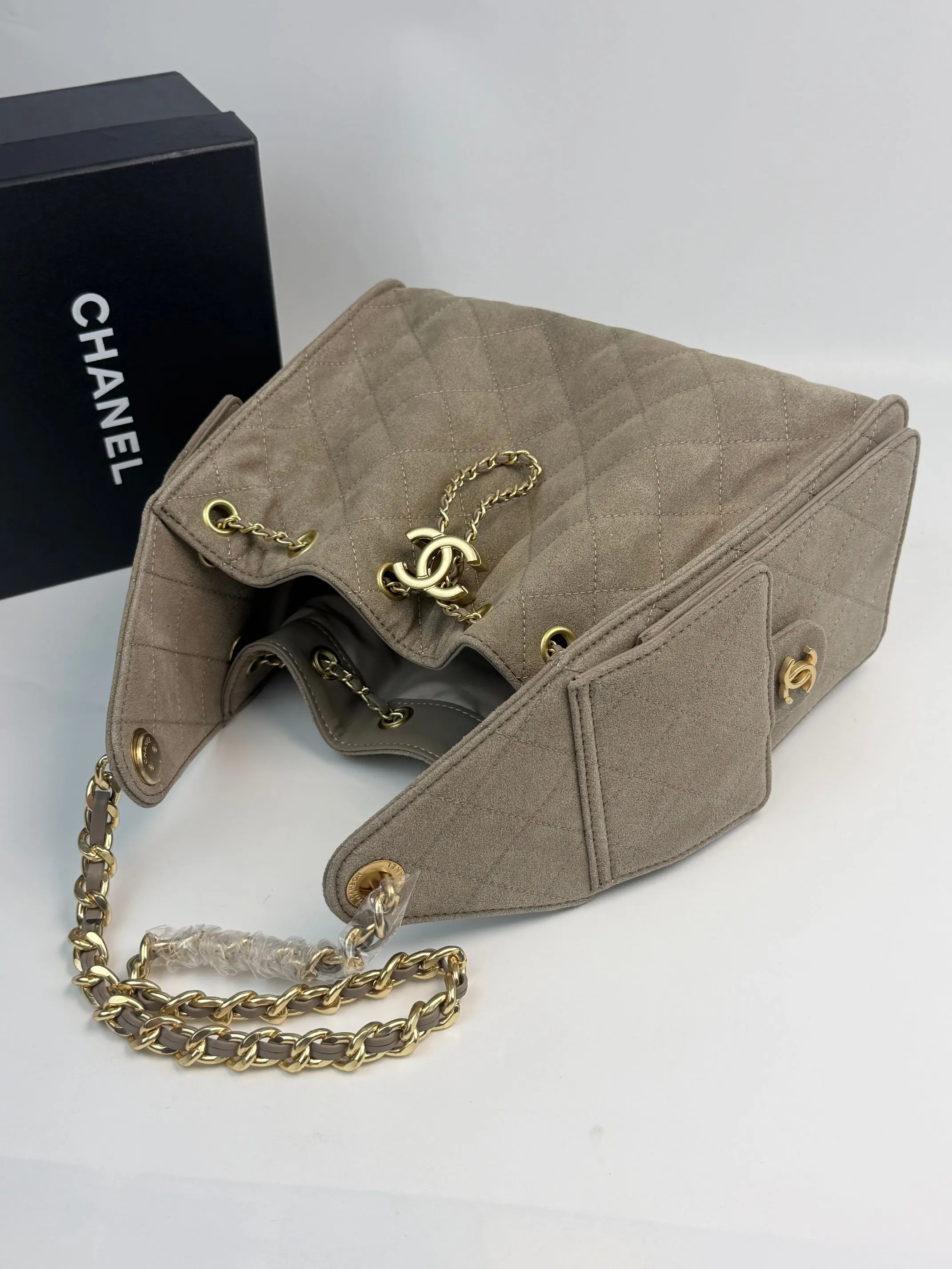 CHANEL Hobo 灰色 牛皮 腋下包 復古腋下背款
