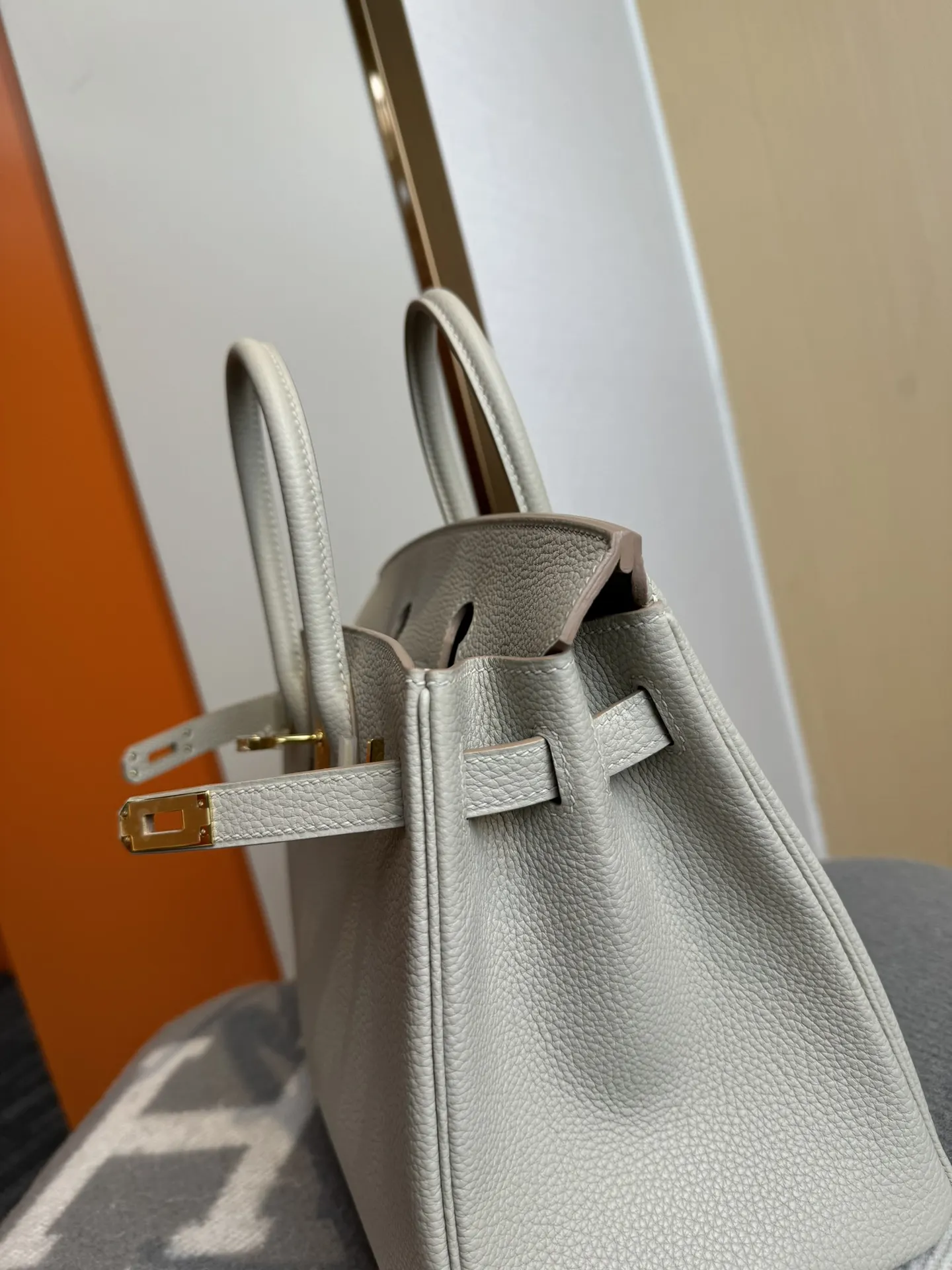 Birkin 铂金 进口Togo皮 冰川白 金扣 手提包 通勤手提款