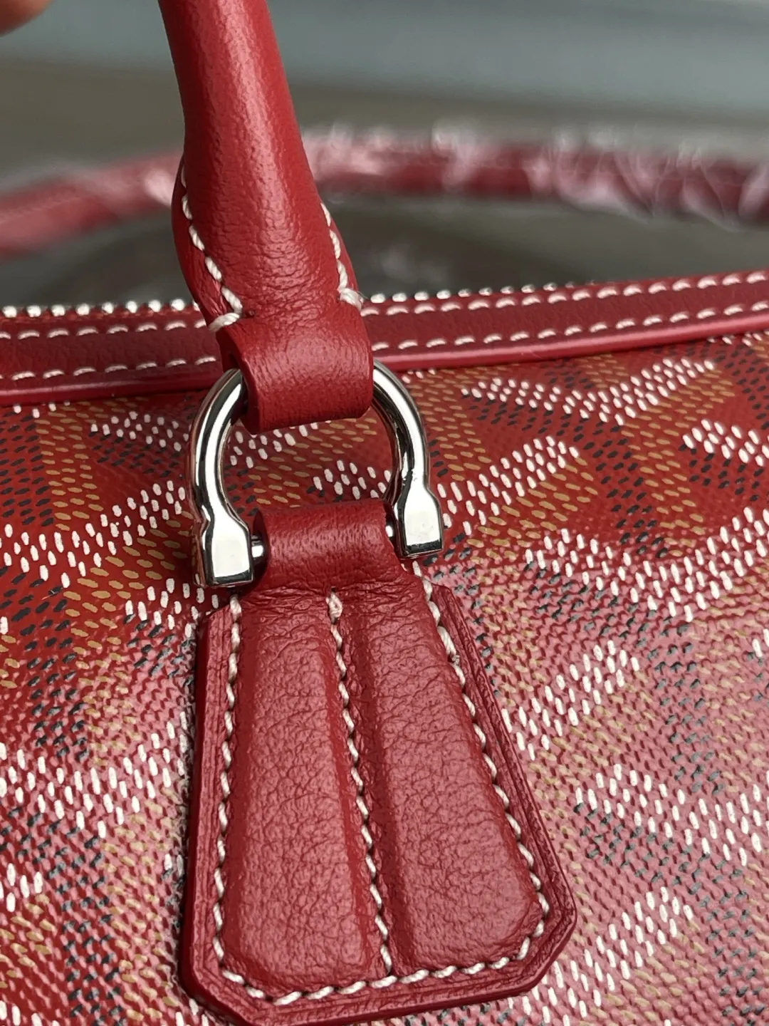 Goyard Red Blue Hobo Shoulder Bag Vintage Leather