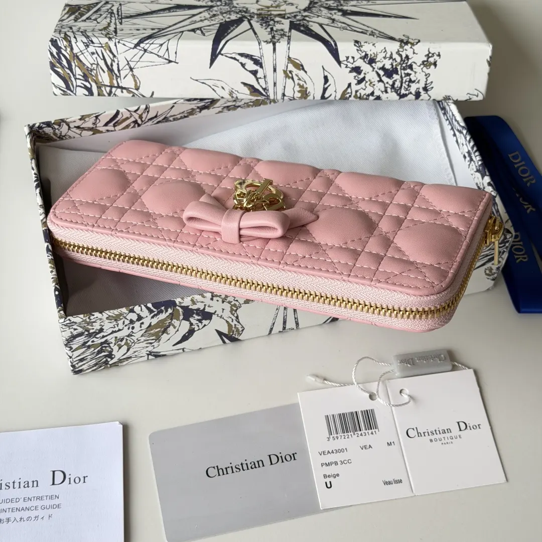Dior 粉色羊皮迷你化妝包 手拿