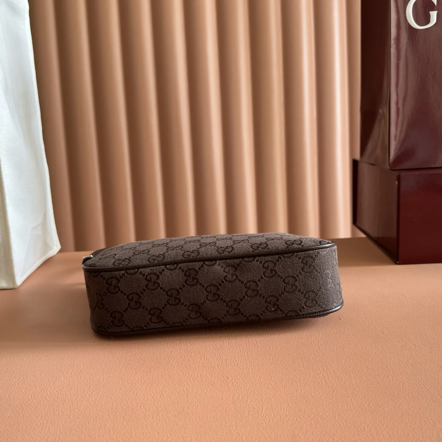 Gucci Blue Brown Hobo Shoulder Bag Vintage Canvas