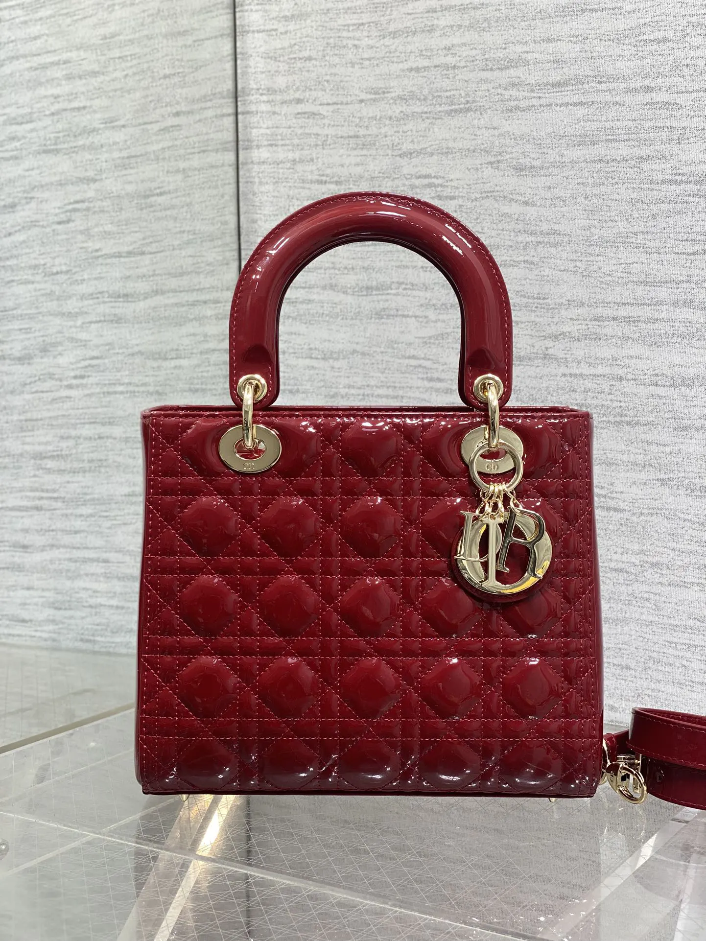 Dior Lady Dior Lady 酒紅色手提斜挎包 鳄纹