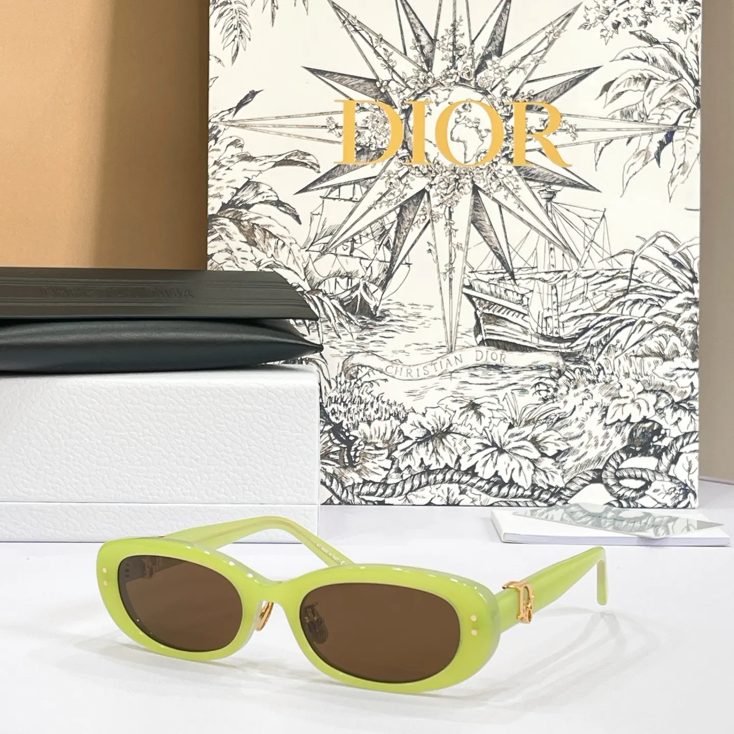 Dior Oblique 黑色椭圆太阳镜 老花镜腿款