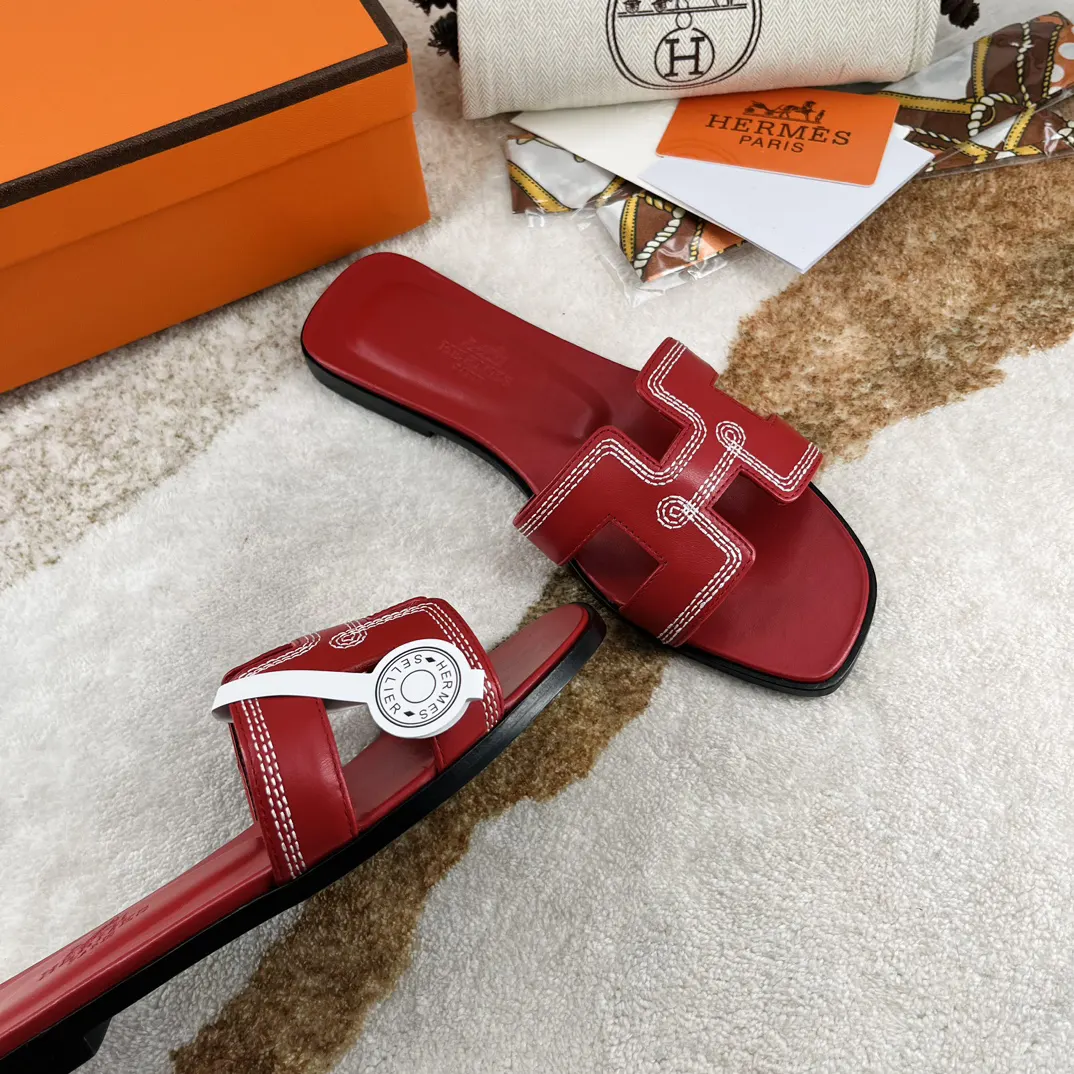 Hermès Oran 4个色 牛皮 拖鞋 舒適