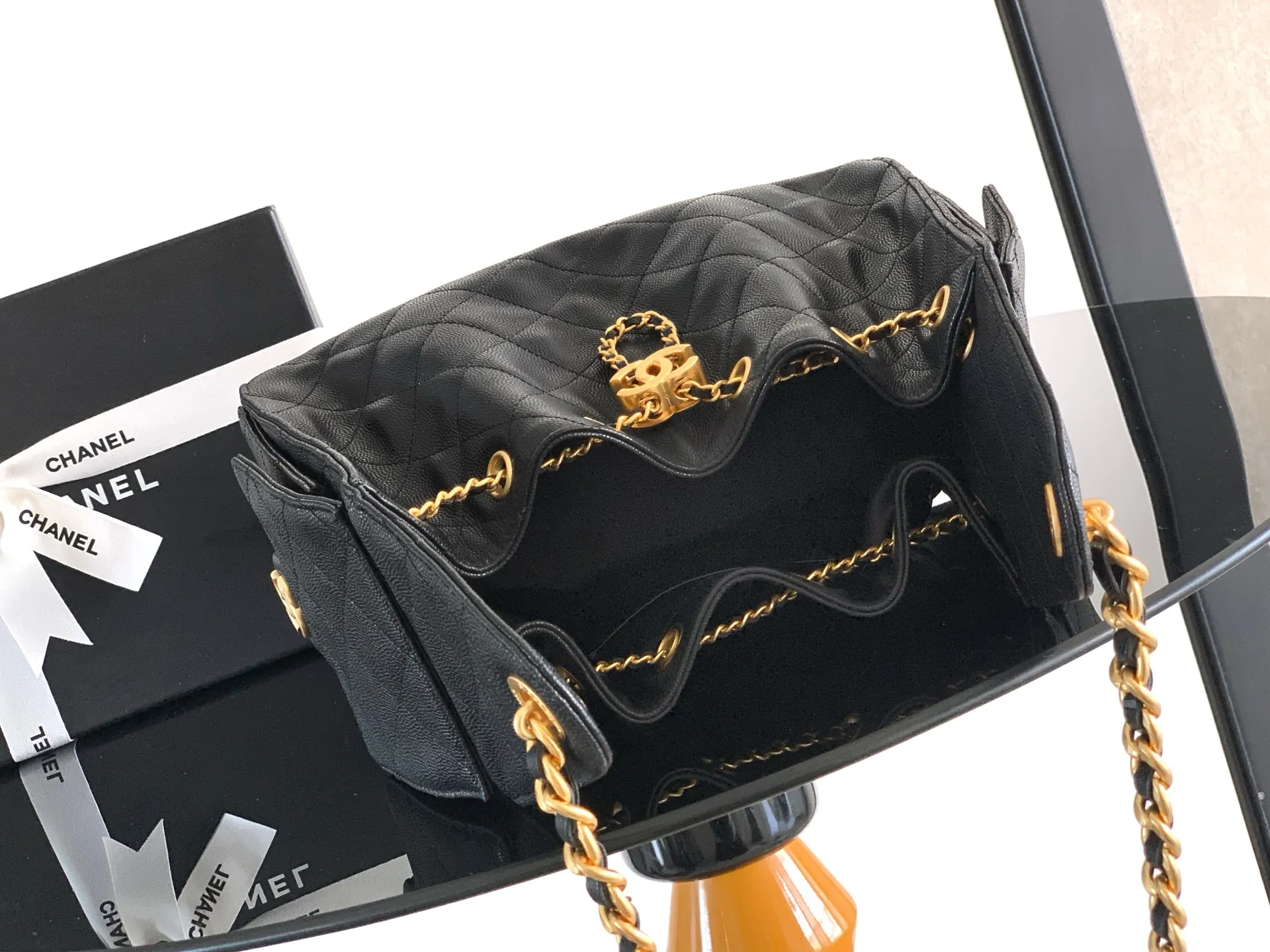 CHANEL Hobo 黑色 牛皮 腋下包 复古腋下背款